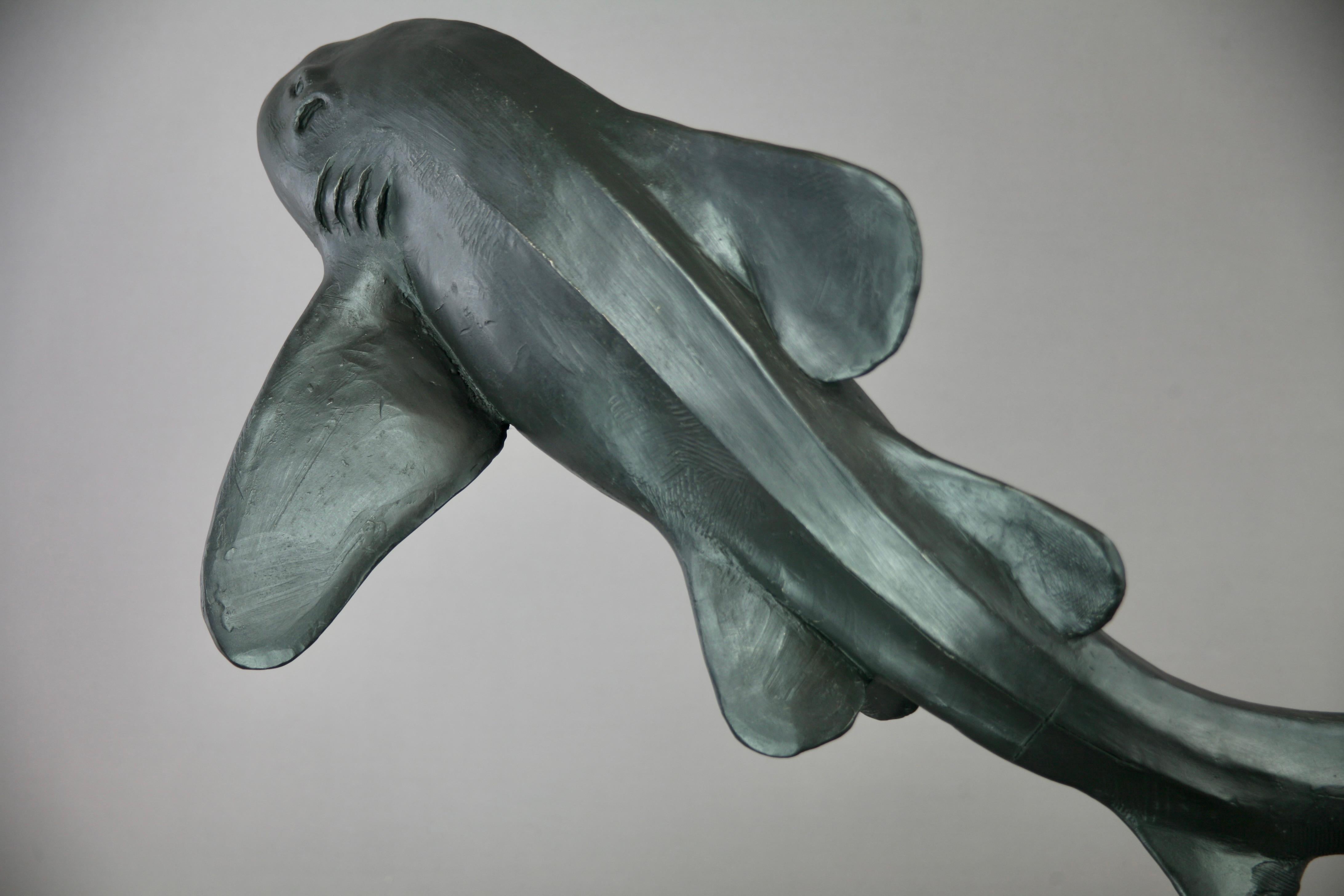 Zebra Shark -original modern bronze wildlife marine sculpture - contemporary Art For Sale 3