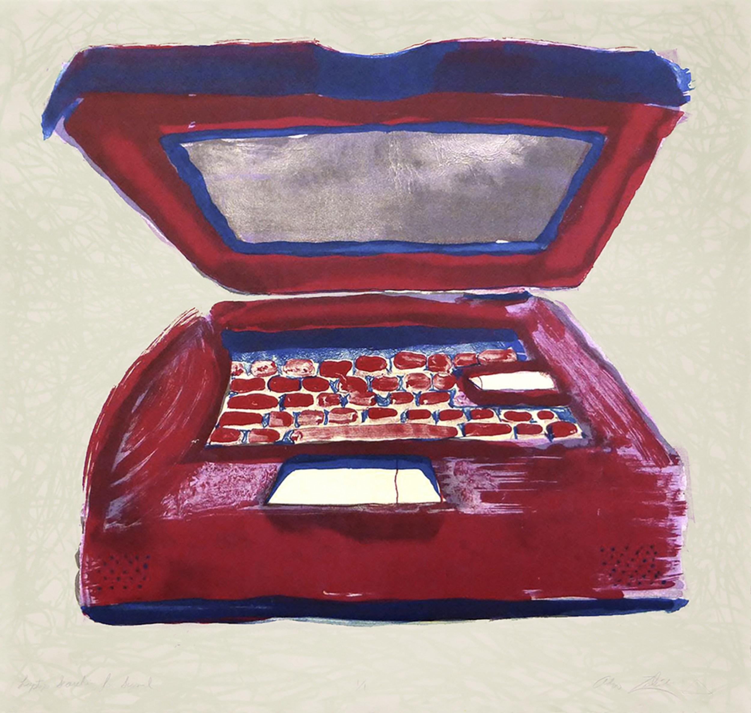 Andrzej Zielinski Figurative Print - Laptop Accessing Web