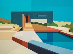 Andy Burgess, Concrete Desert House, Acrylic on Canvas over Panel