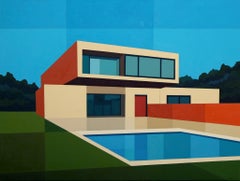 Modernist Architecture, Cantilever Pool House, 2016 Oil on Canvas