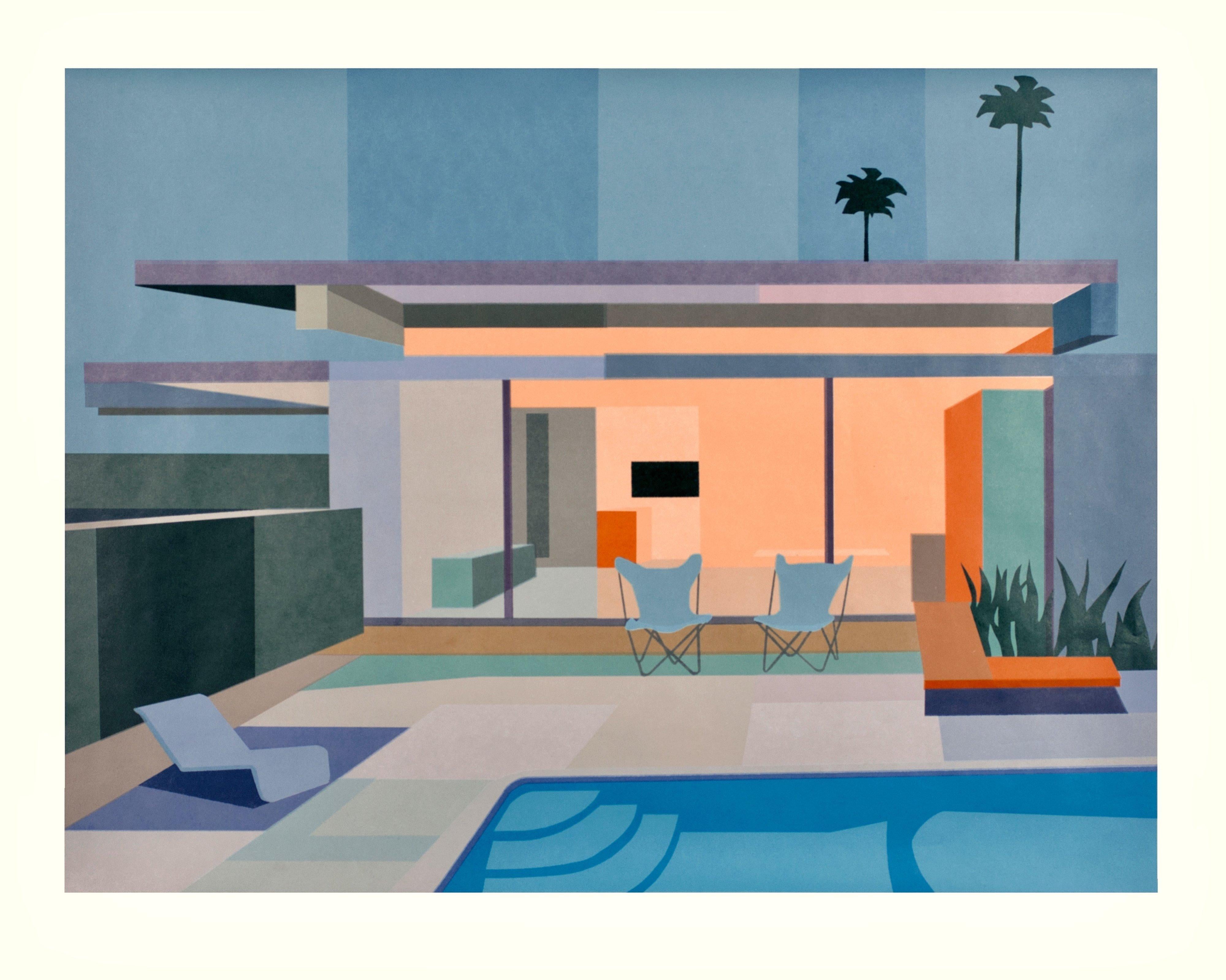 Andy Burgess Print - Modernist and mid-century architecture - Wexler House, Lithography
