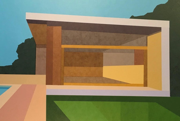 Pool House, Limited Edition Print, Mid-Century Modern, Architecture, Framed For Sale 1
