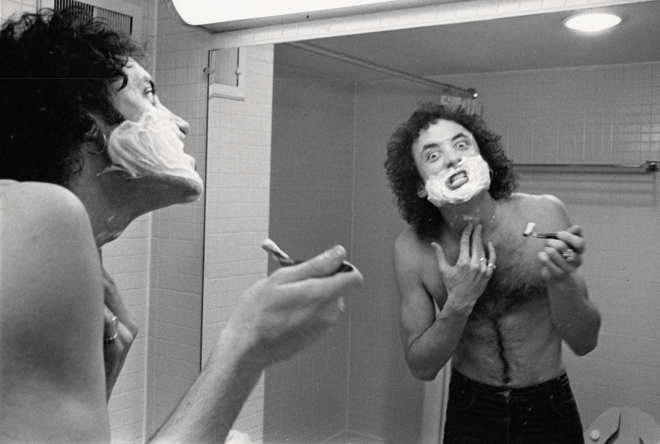 Andy Freeberg Black and White Photograph - Kevin Dubrow Shaving in Mirror Vintage Original Photograph