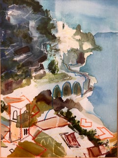 'Amalfi Coastline, Italy' c 2005 , signed original mixed media painting