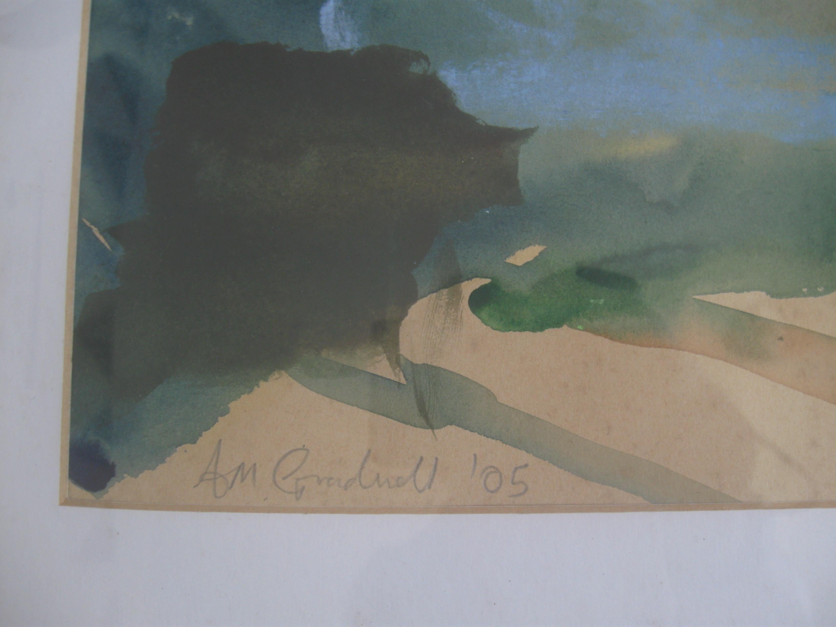 'Amalfi Cove, Evening Light', mixed media on paper c2005 For Sale 1