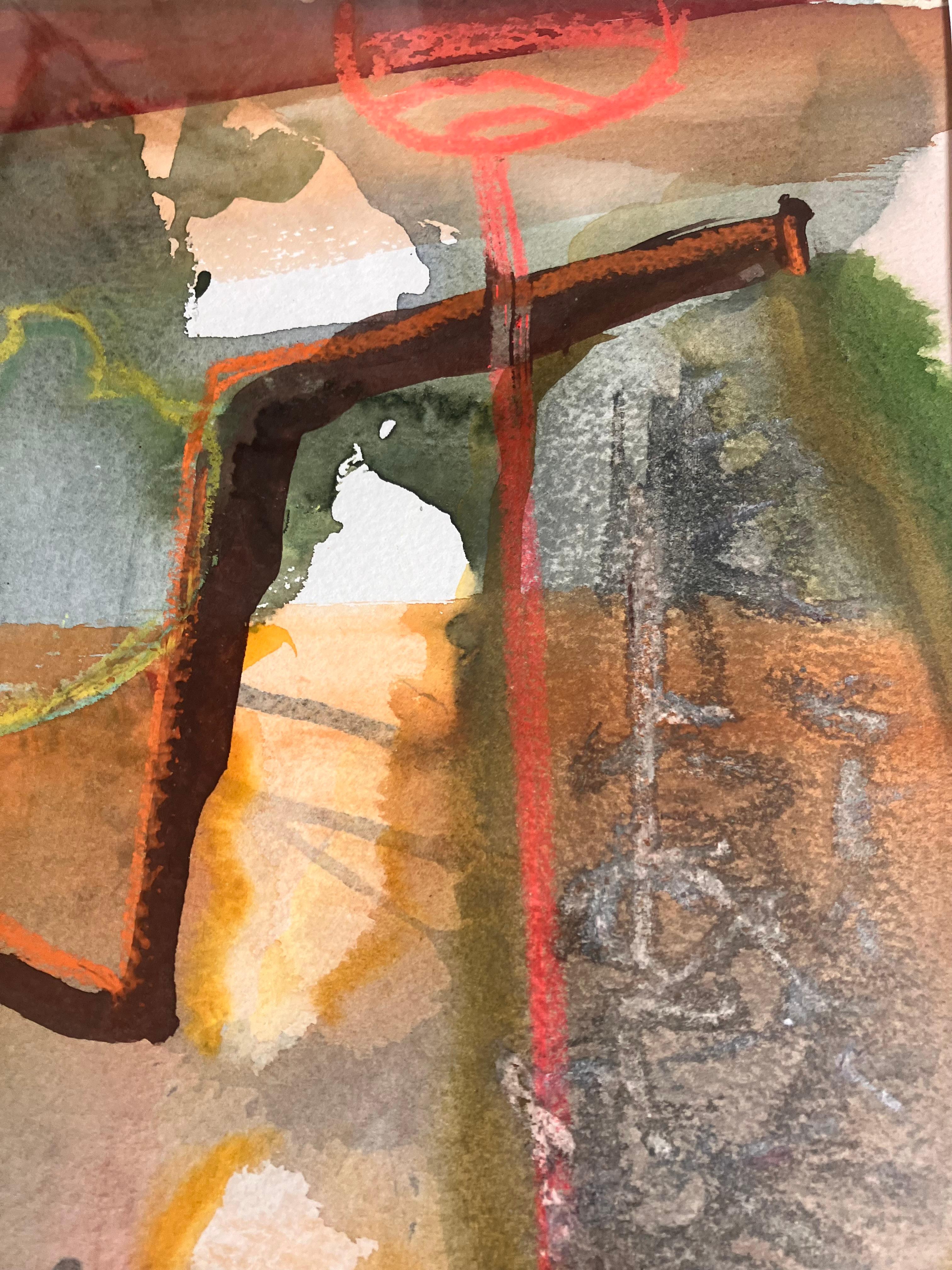 Originalgemälde „Amalfi, Abendlicht“, signiert um 2005 (Beige), Abstract Painting, von Andy Gradwell