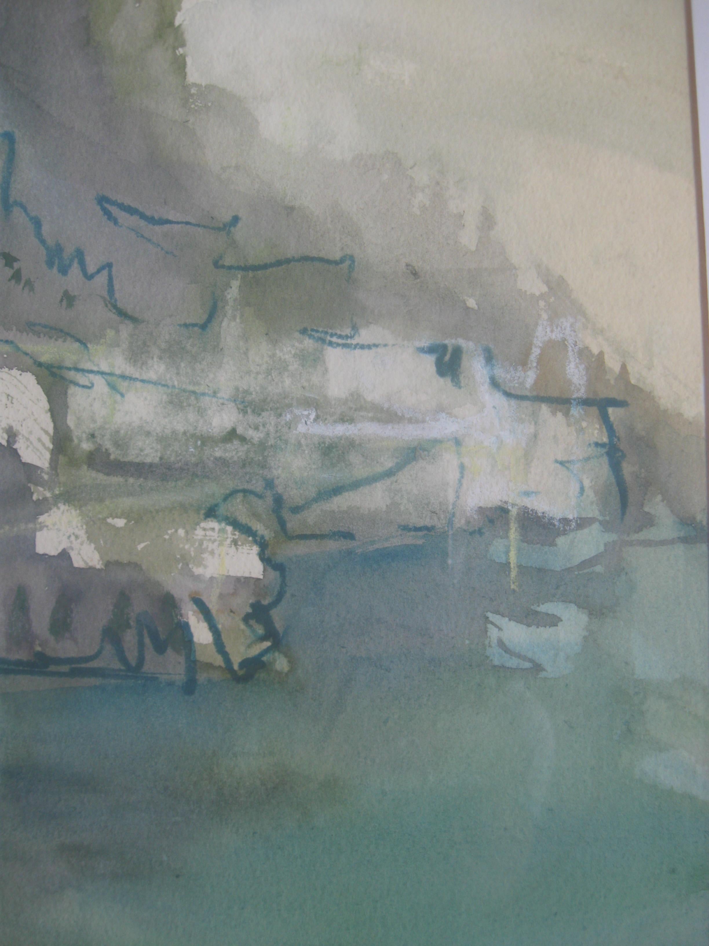 'Amalfi, Italy', mixed media on paper c2005 - Gray Landscape Art by Andy Gradwell