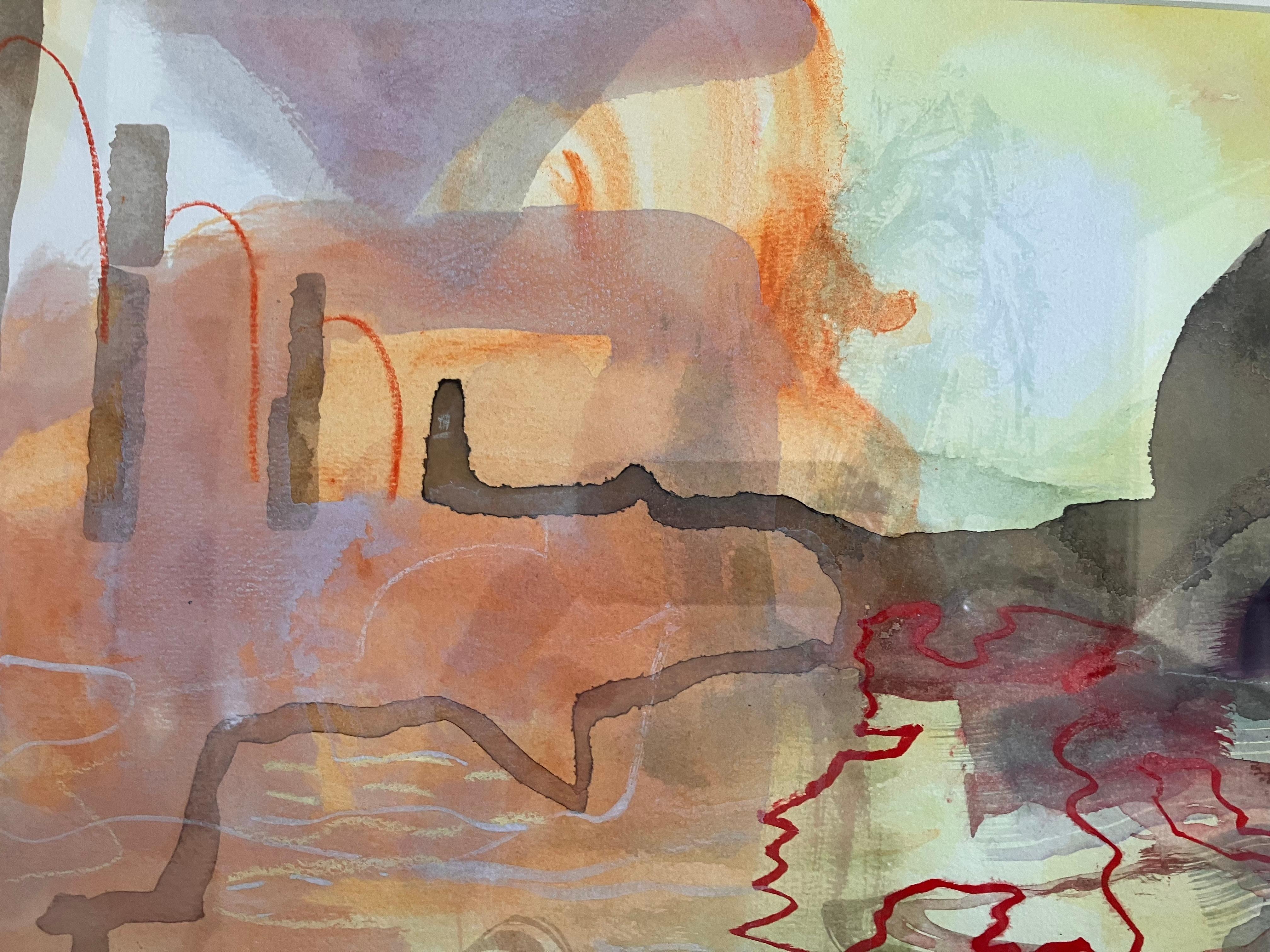 'Avon Walk no 32'  mixed media signed original painting circa 2019 - Abstract Expressionist Painting by Andy Gradwell