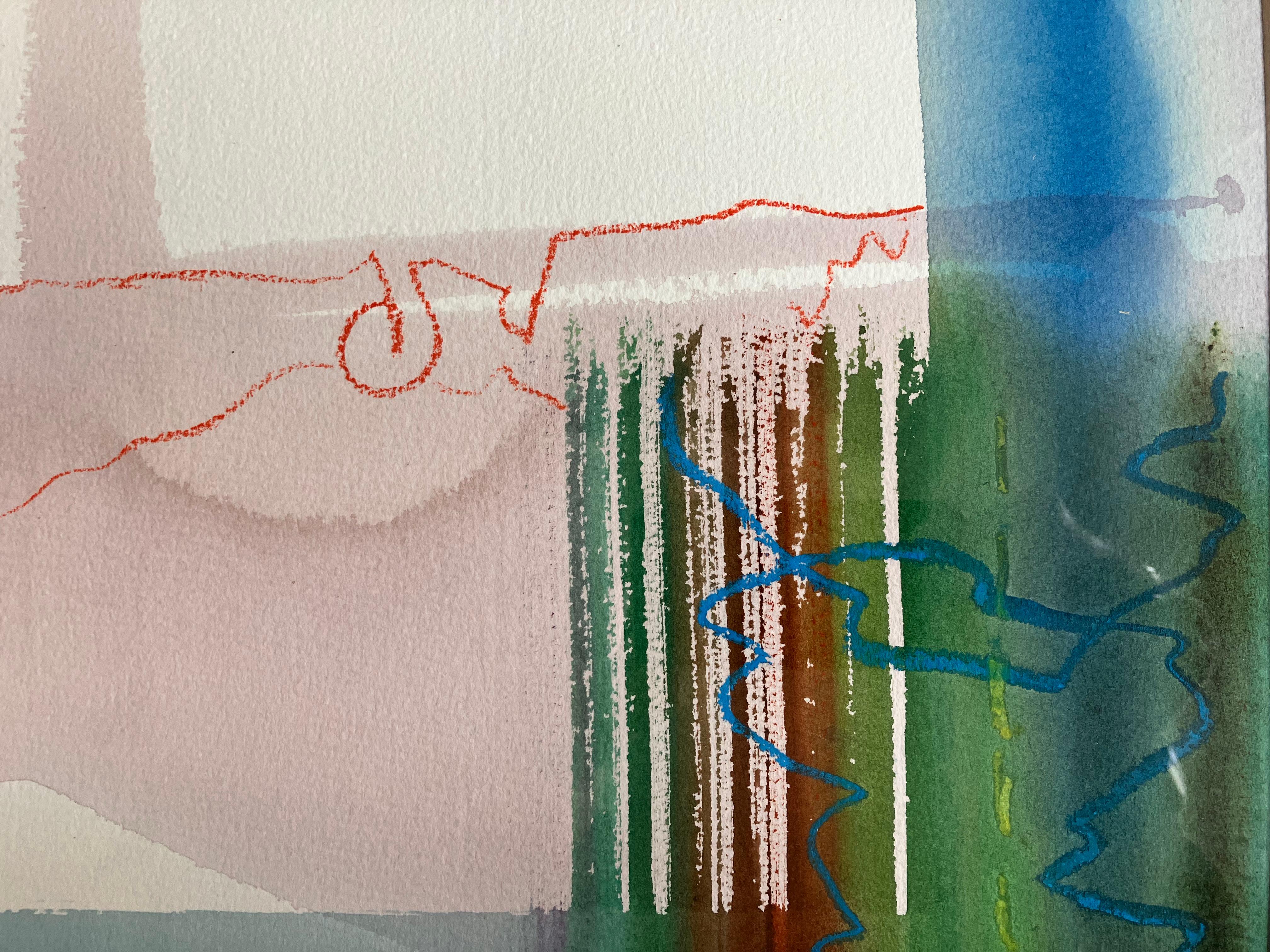'Avon Walk, No 5' Mixed media painting . Signed original c2005 - Abstract Impressionist Painting by Andy Gradwell
