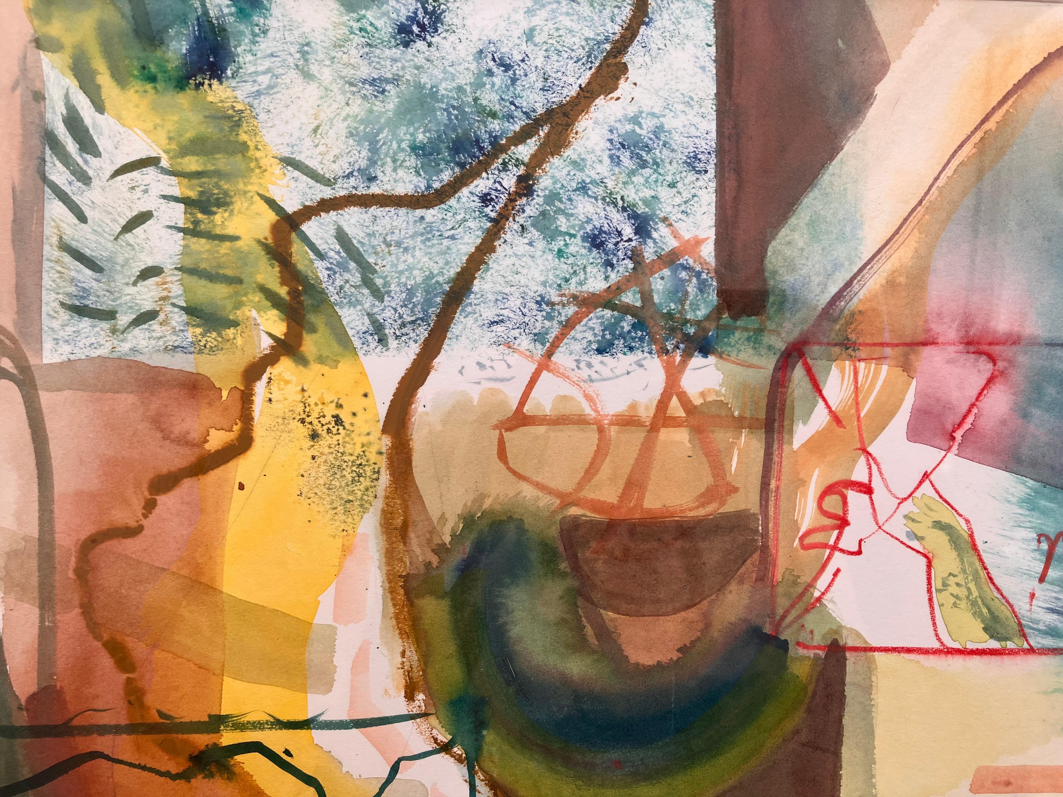 Avon Walk, no27 Quadro originale a tecnica mista e firmato C.C. 2019 - Landscape Painting Beige di Andy Gradwell