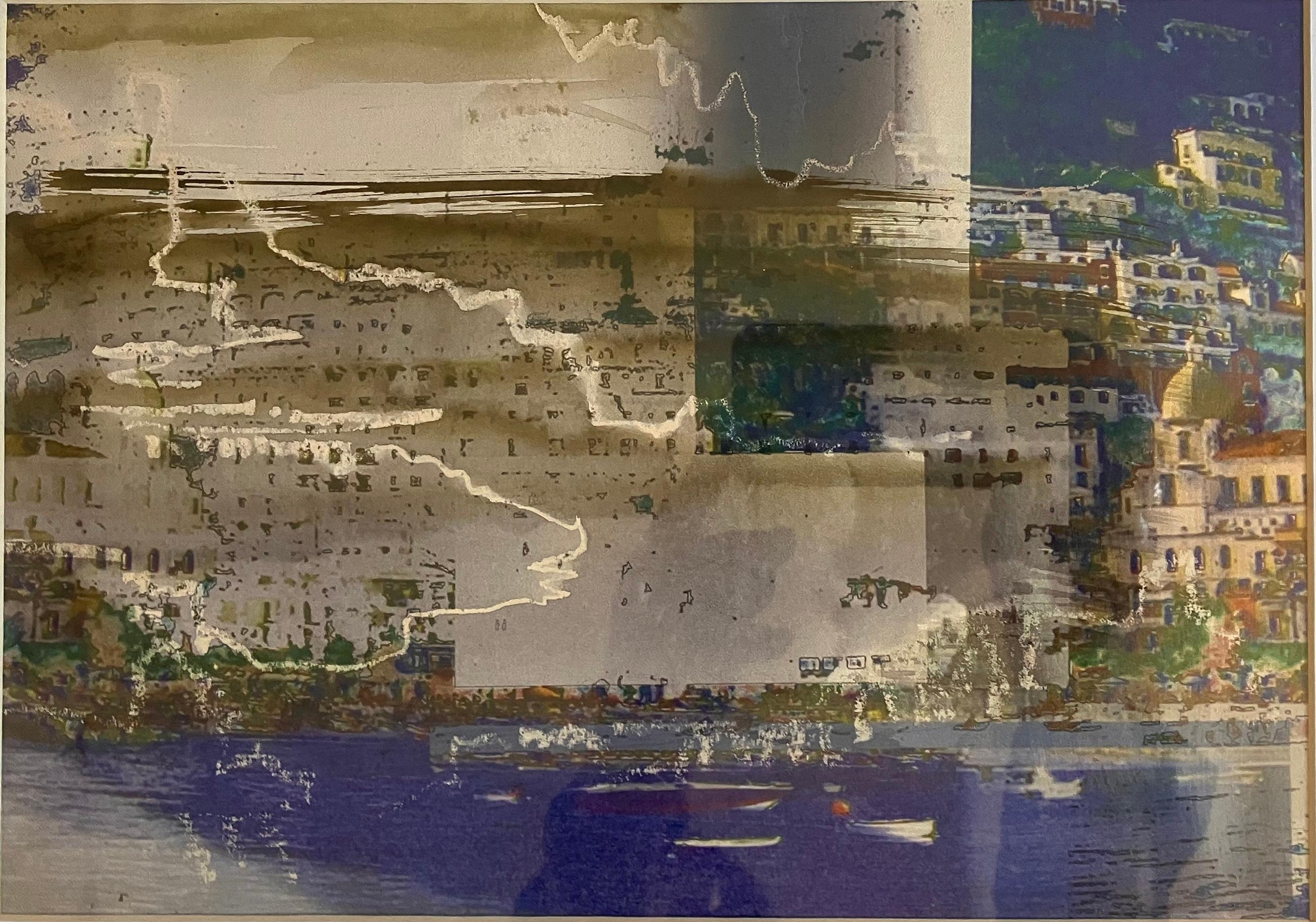 'Città verso il mare' originale firmato a tecnica mista c2005 - Painting di Andy Gradwell
