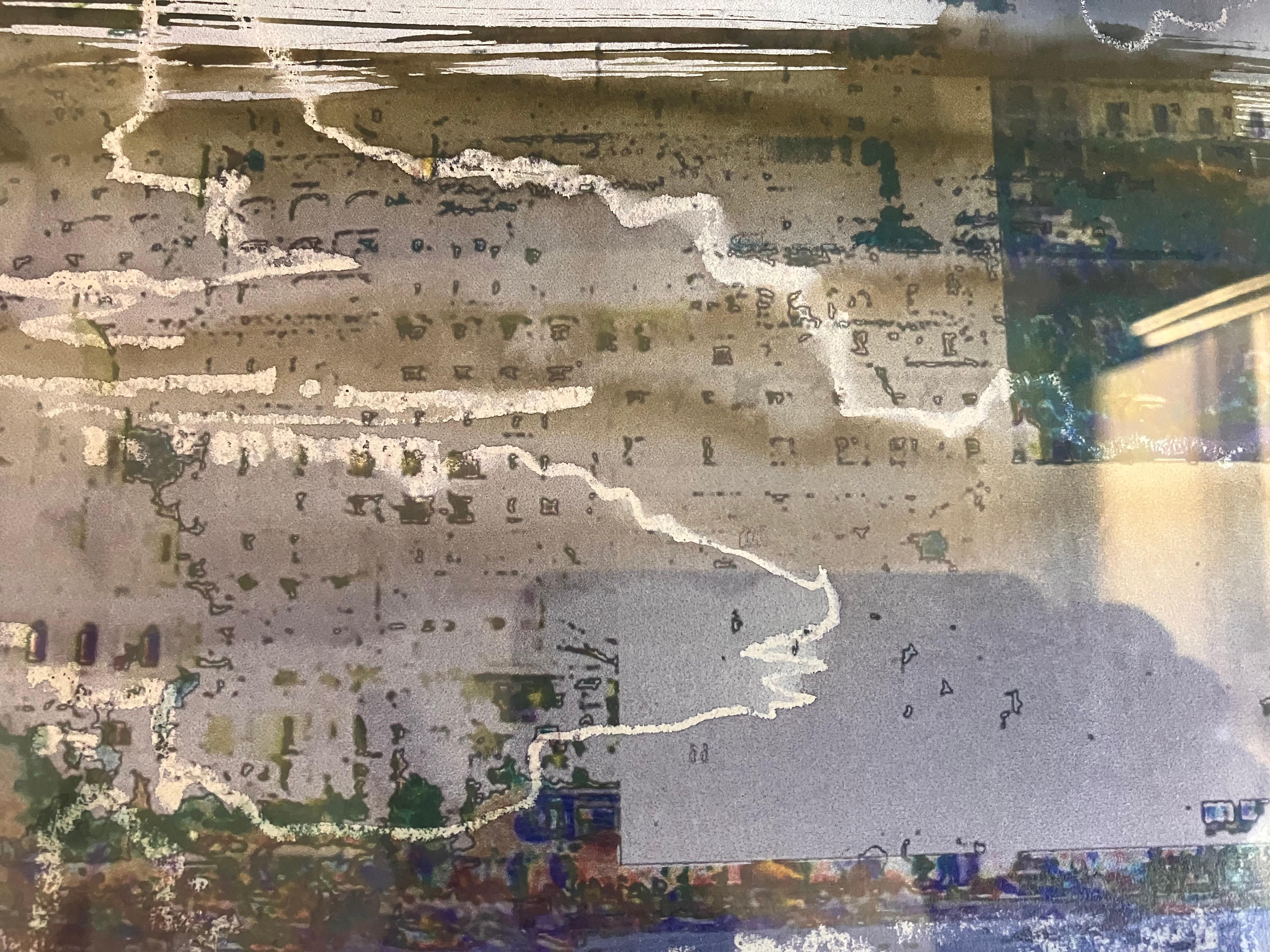 'City to The Sea' dipinto originale a tecnica mista firmato. circa 2005. 
Cornice in rovere smaltato 423,5 cm x 62,5 cm
Pittura 20cmx 28cm
Acquerello, pastello, penna a inchiostro, stampa a getto d'inchiostro e vernice. 
Una complessa