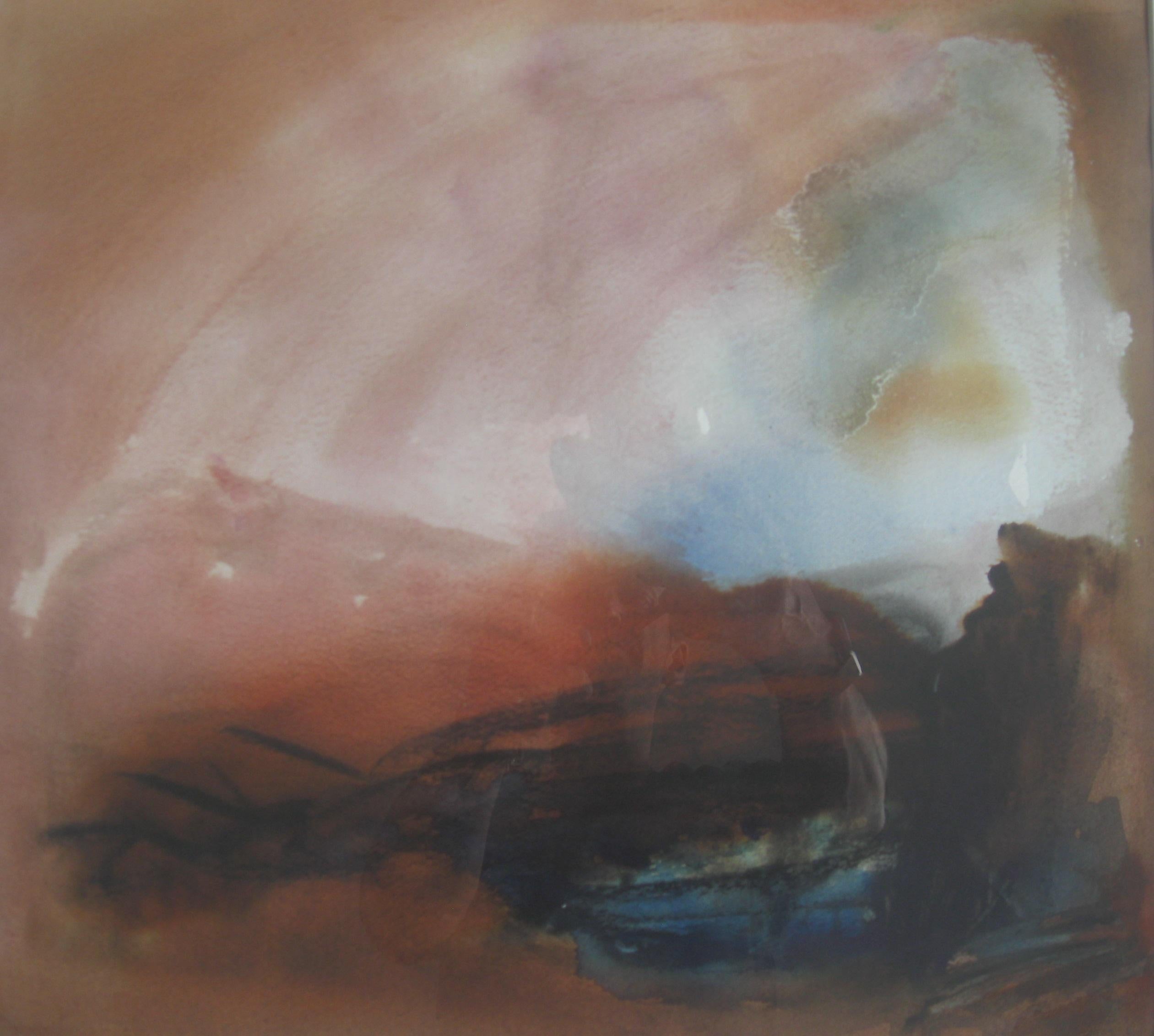 'Evening Light , Cumbria', mixed media on paper circa 2010. Signed. - Painting by Andy Gradwell