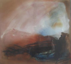Evening Light, Cumbria", Mischtechnik auf Papier, ca. 2010. Unterschrieben.
