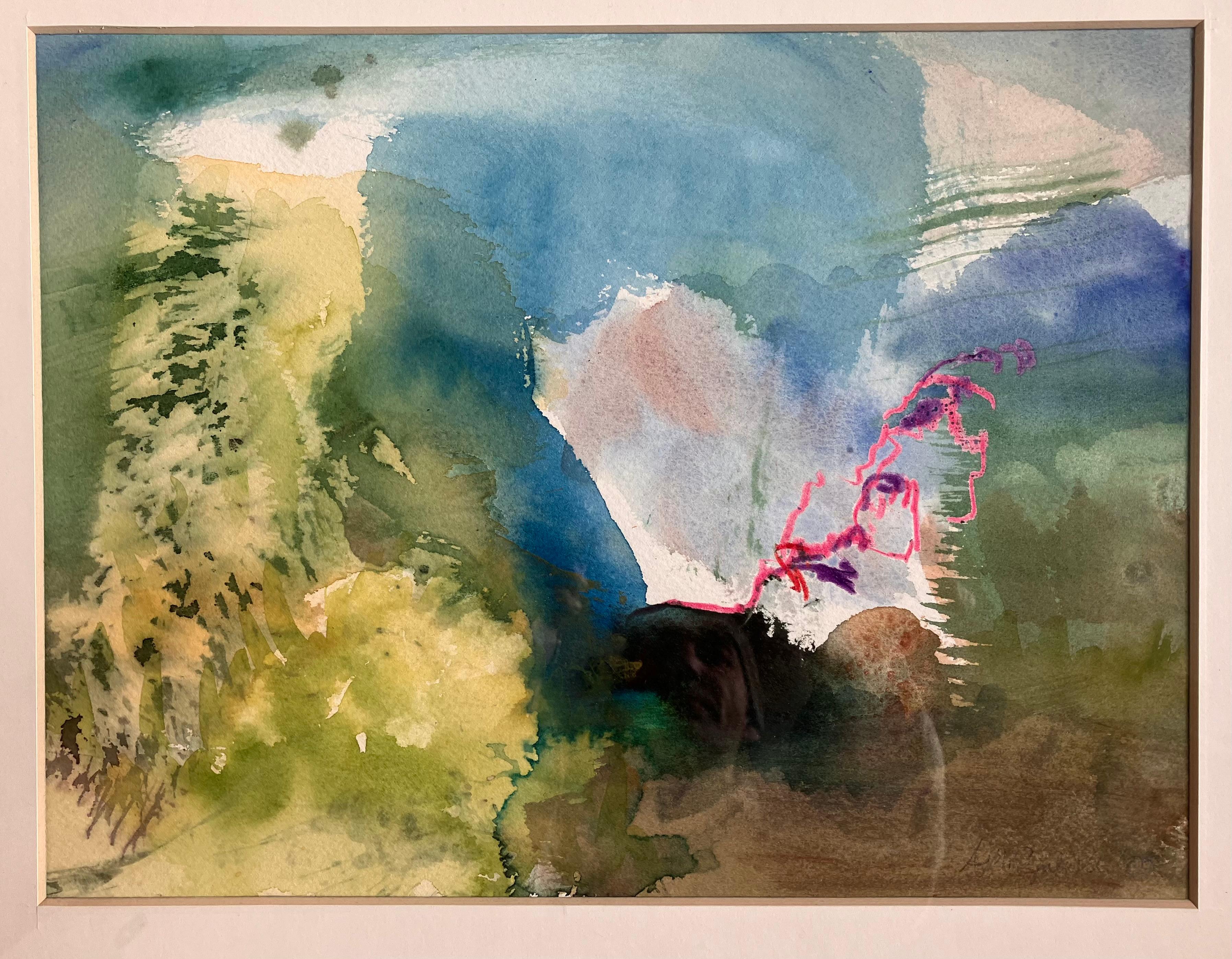 Gallura , Cerdeña '. técnica mixta Pintura original firmada c 2003 - Art de Andy Gradwell