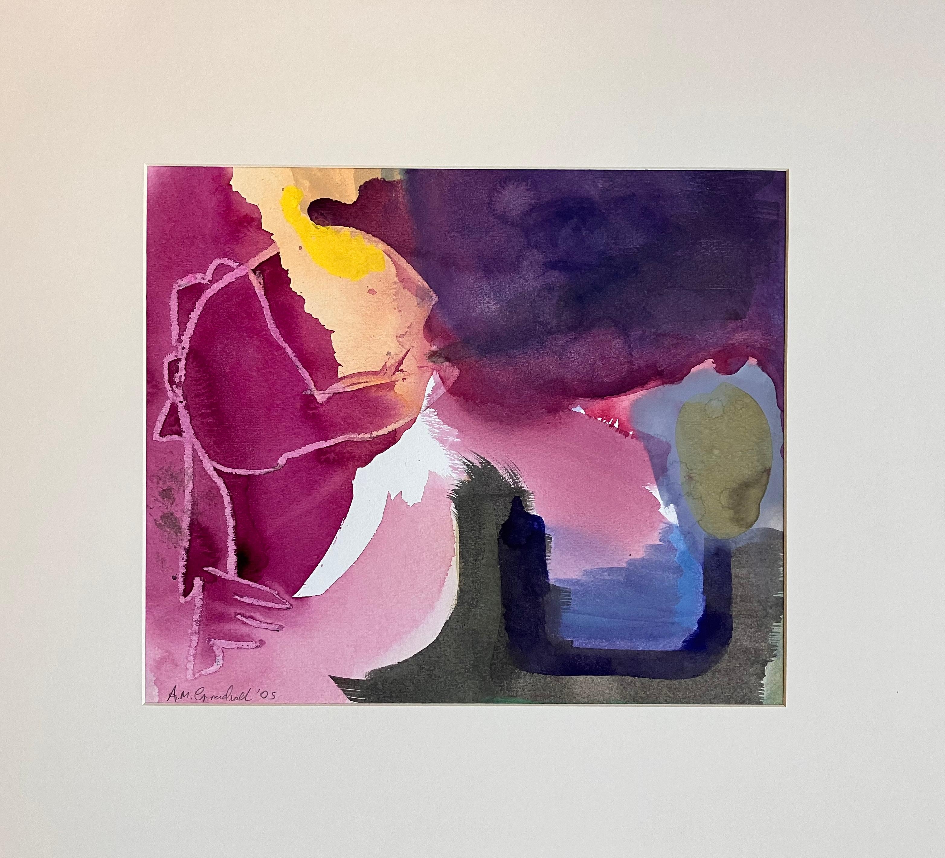 Andy Gradwell Abstract Painting – Glastonbury-Nächte  gemischte Medien signiertes Stück.
