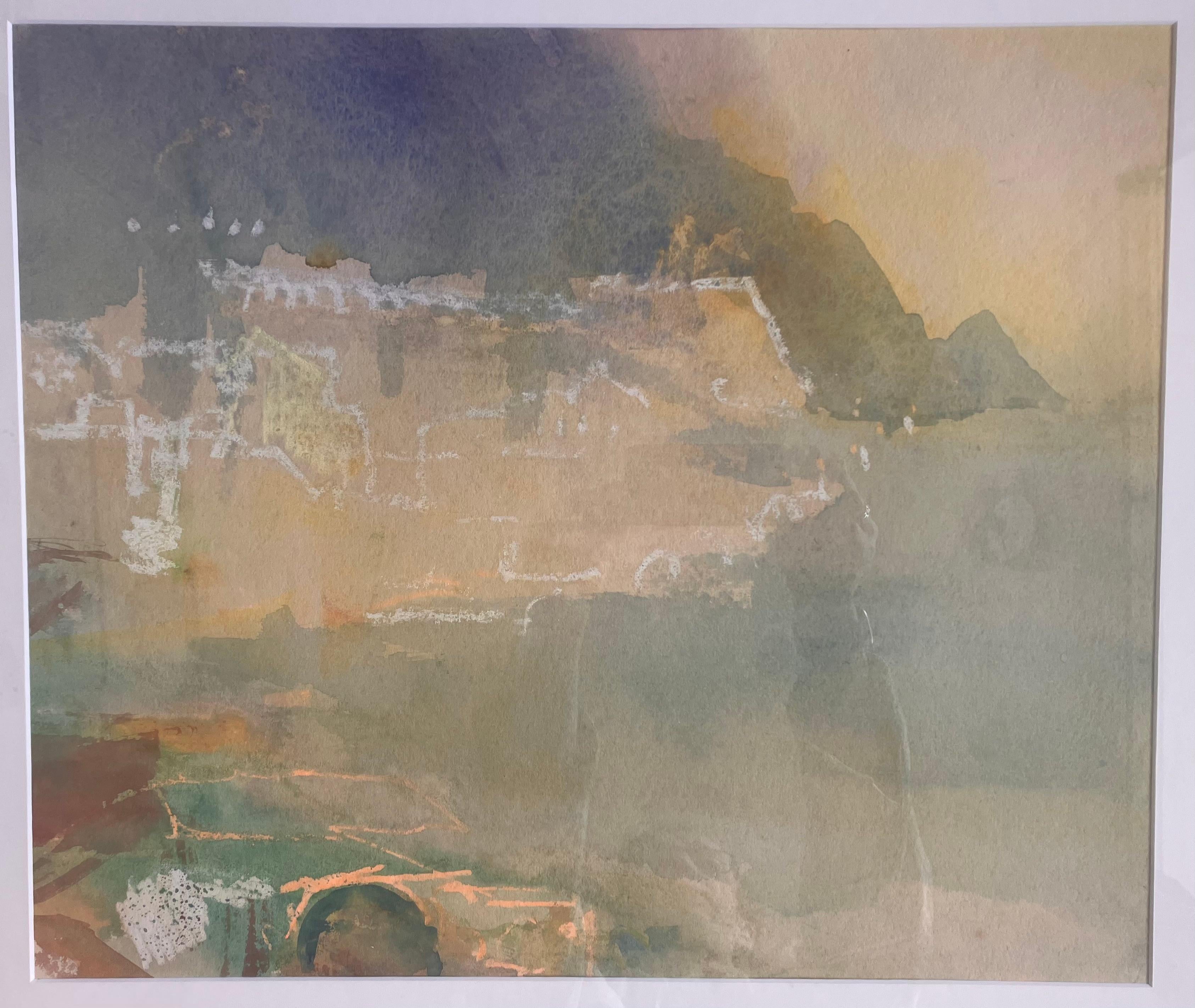 'Morning Haze Amalfi' cuadro original firmado en técnica mixta Firmado c2017 - Painting de Andy Gradwell