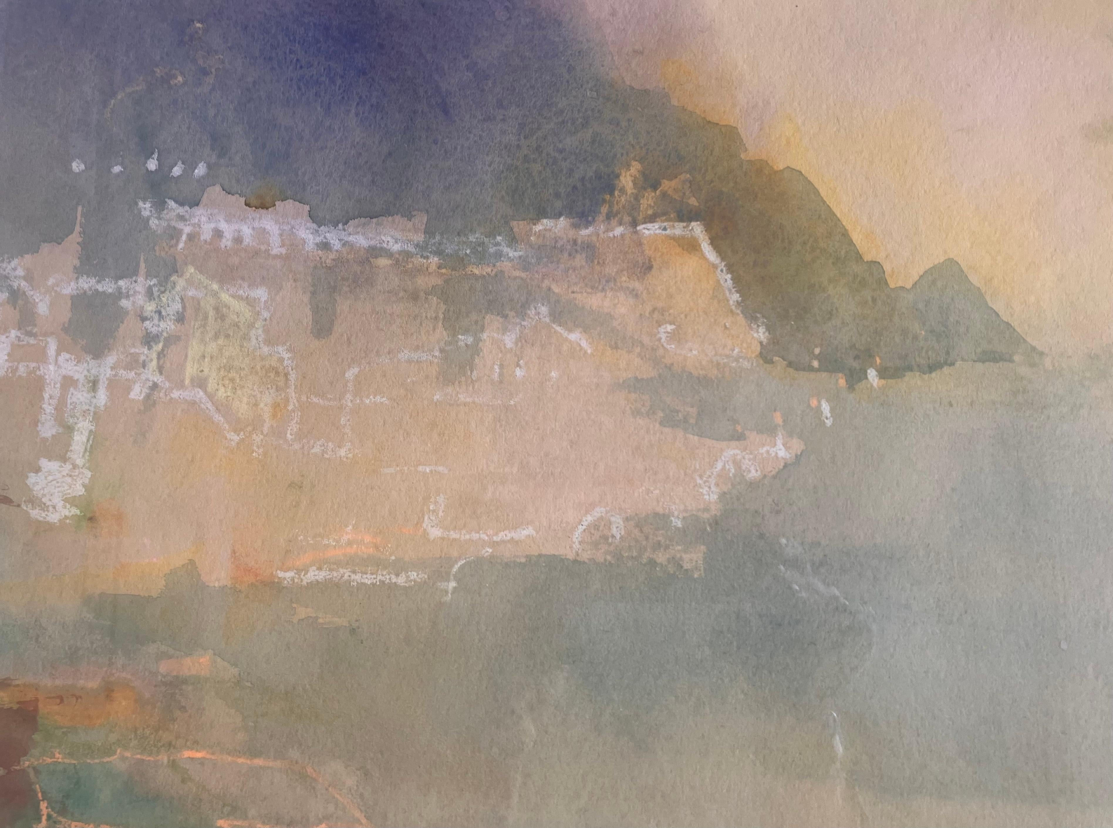 'Morning Haze Amalfi' cuadro original firmado en técnica mixta Firmado c2017 - Painting Expresionismo abstracto de Andy Gradwell