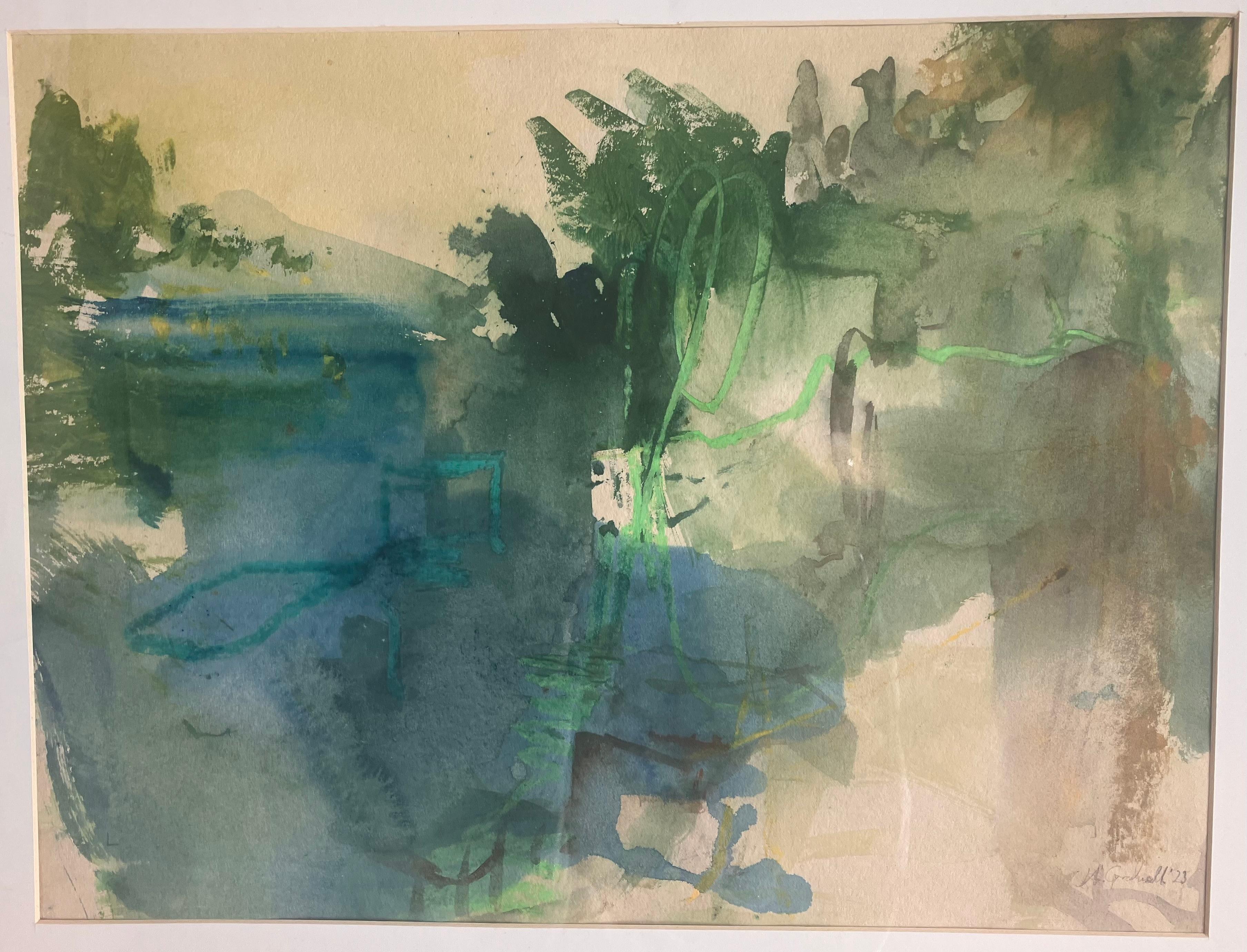 Vicino a Napoli, Italia',  dipinto originale firmato a tecnica mista del 2023 - Painting di Andy Gradwell