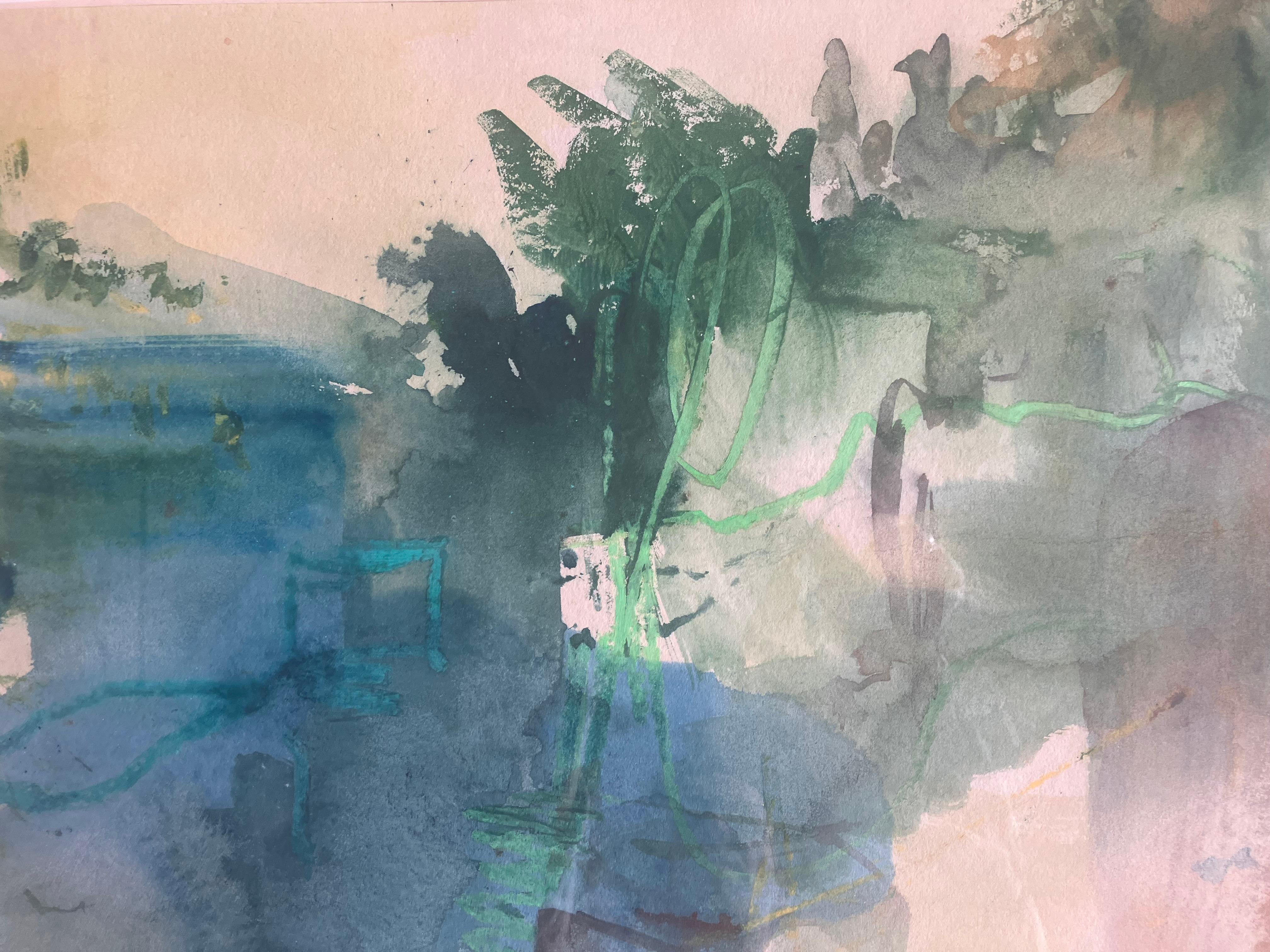 Vicino a Napoli, Italia',  dipinto originale firmato a tecnica mista del 2023 - Painting Espressionismo astratto di Andy Gradwell