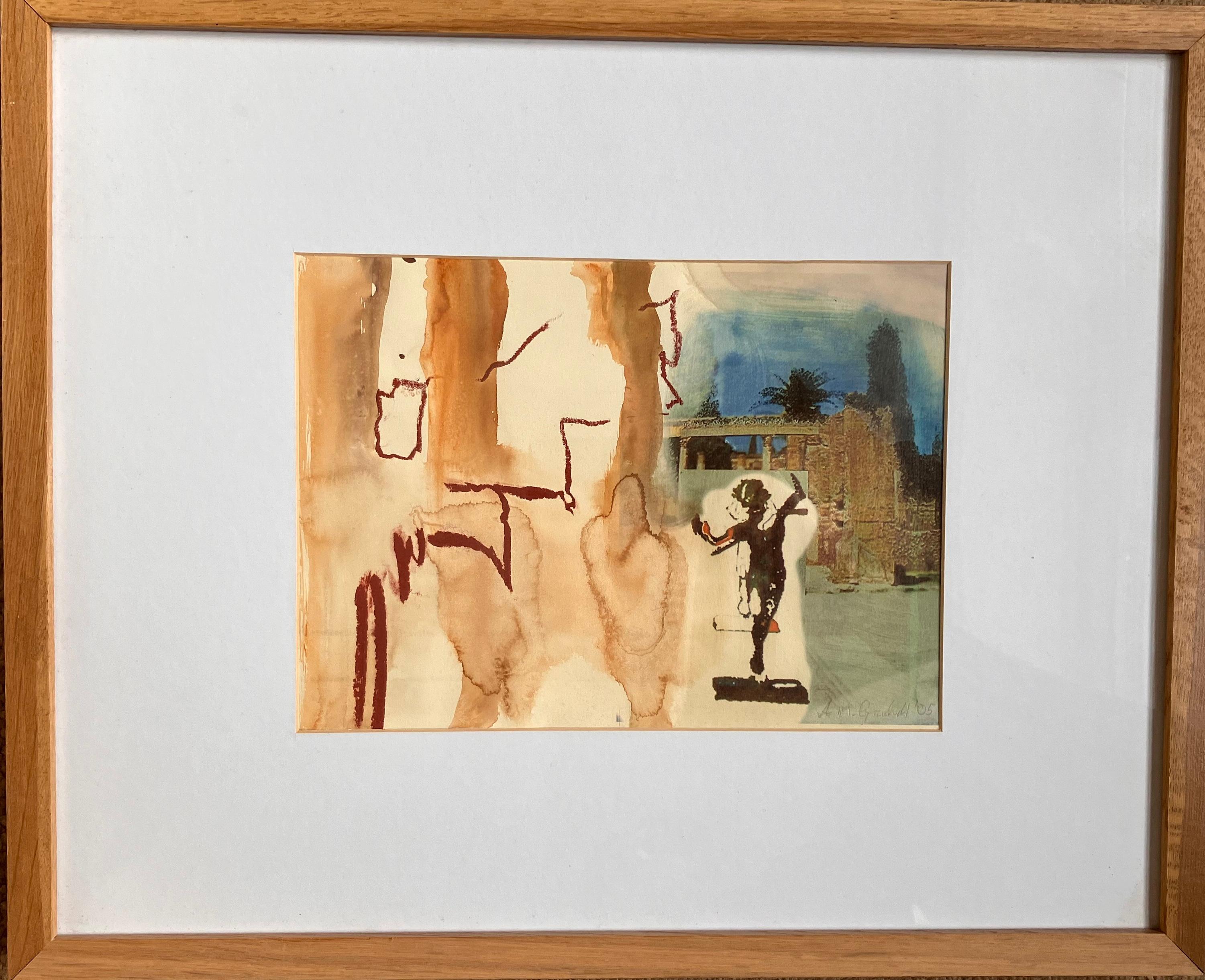 Andy Gradwell Landscape Painting - Pompei II, Unearthed Material. , signed mixed media painting c2005