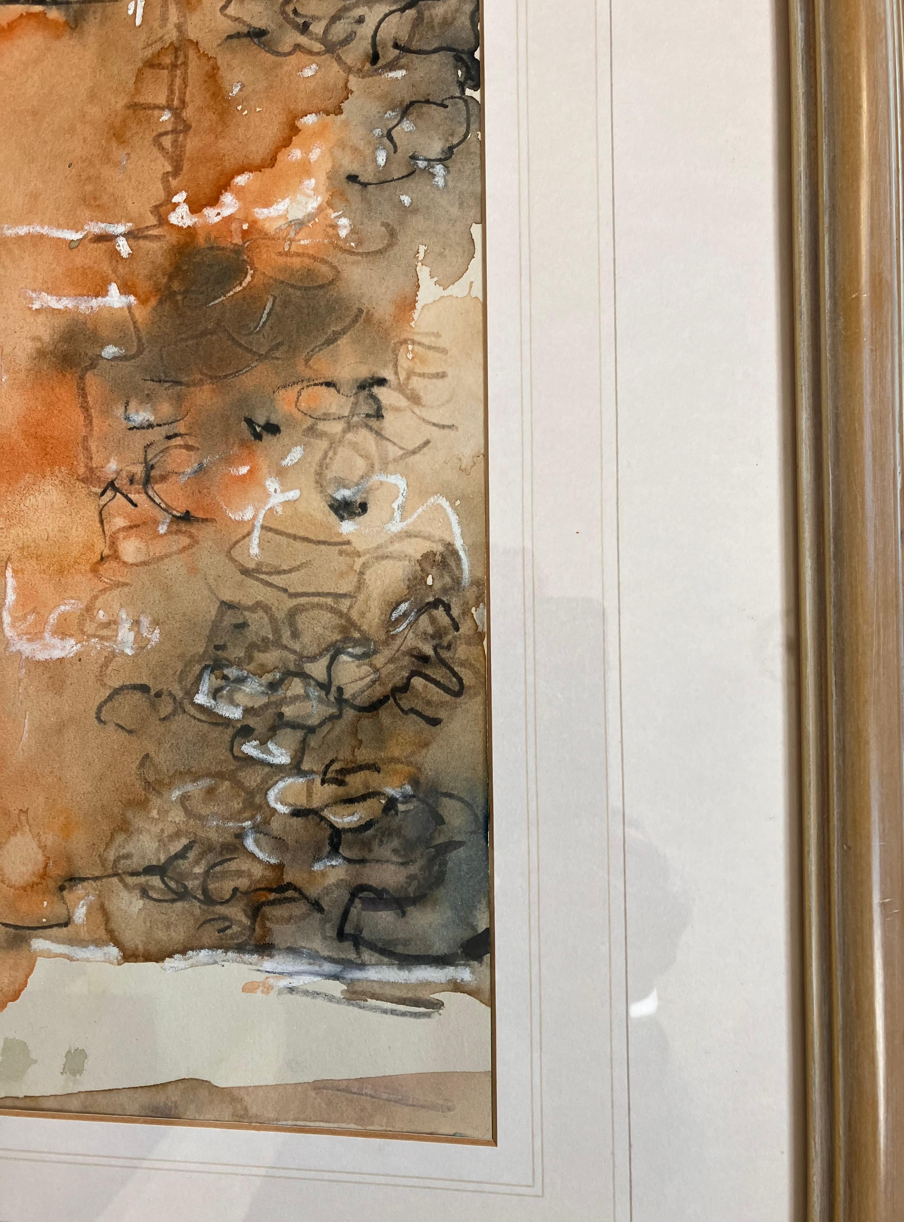 „Pompeii Eingang zu Gärten“, signiertes Originalgemälde, ca. 2019 (Beige), Abstract Painting, von Andy Gradwell