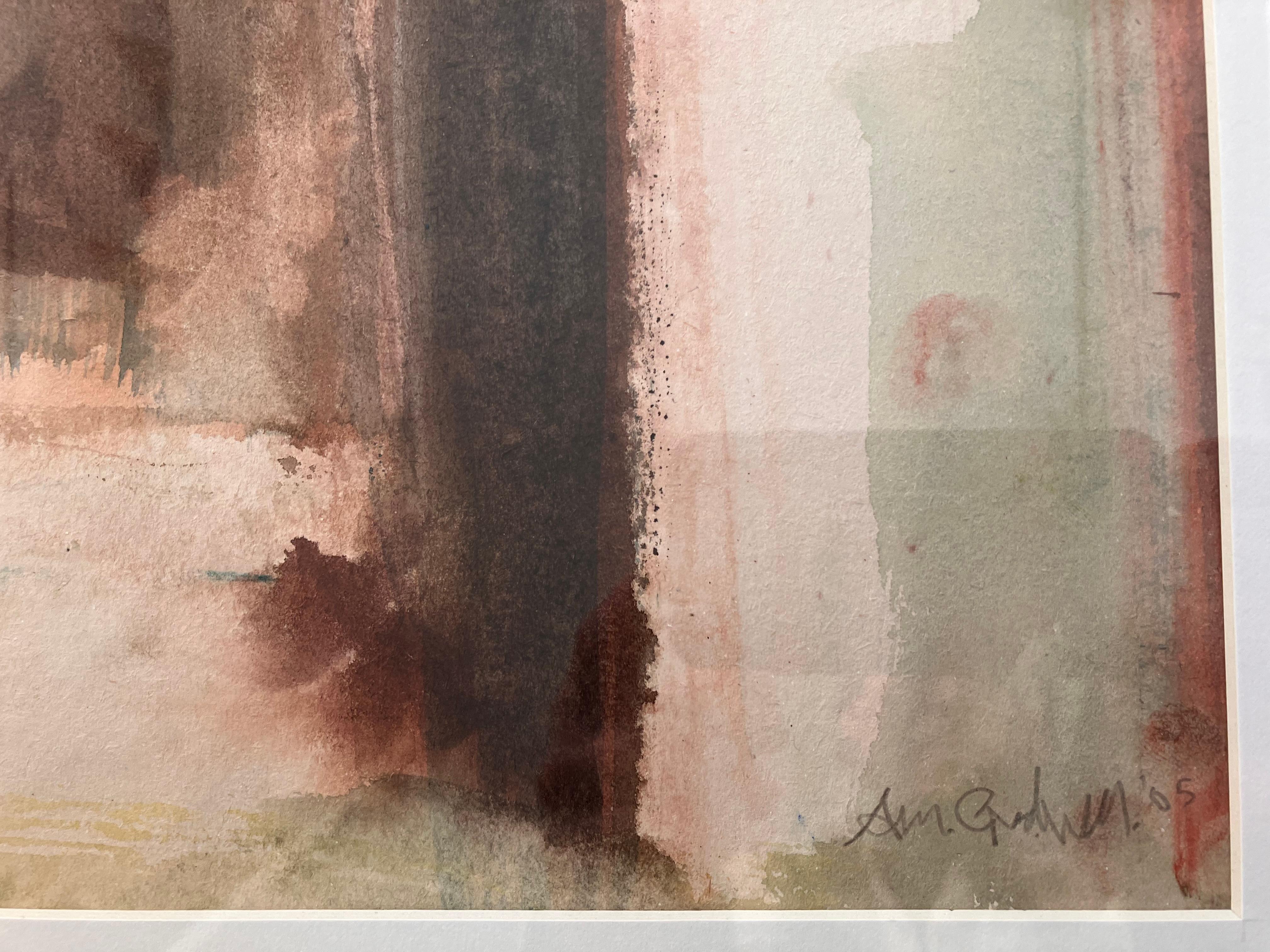 Pompeii, Licht und Schatten, signiertes Originalgemälde um 2005 (Beige), Abstract Painting, von Andy Gradwell