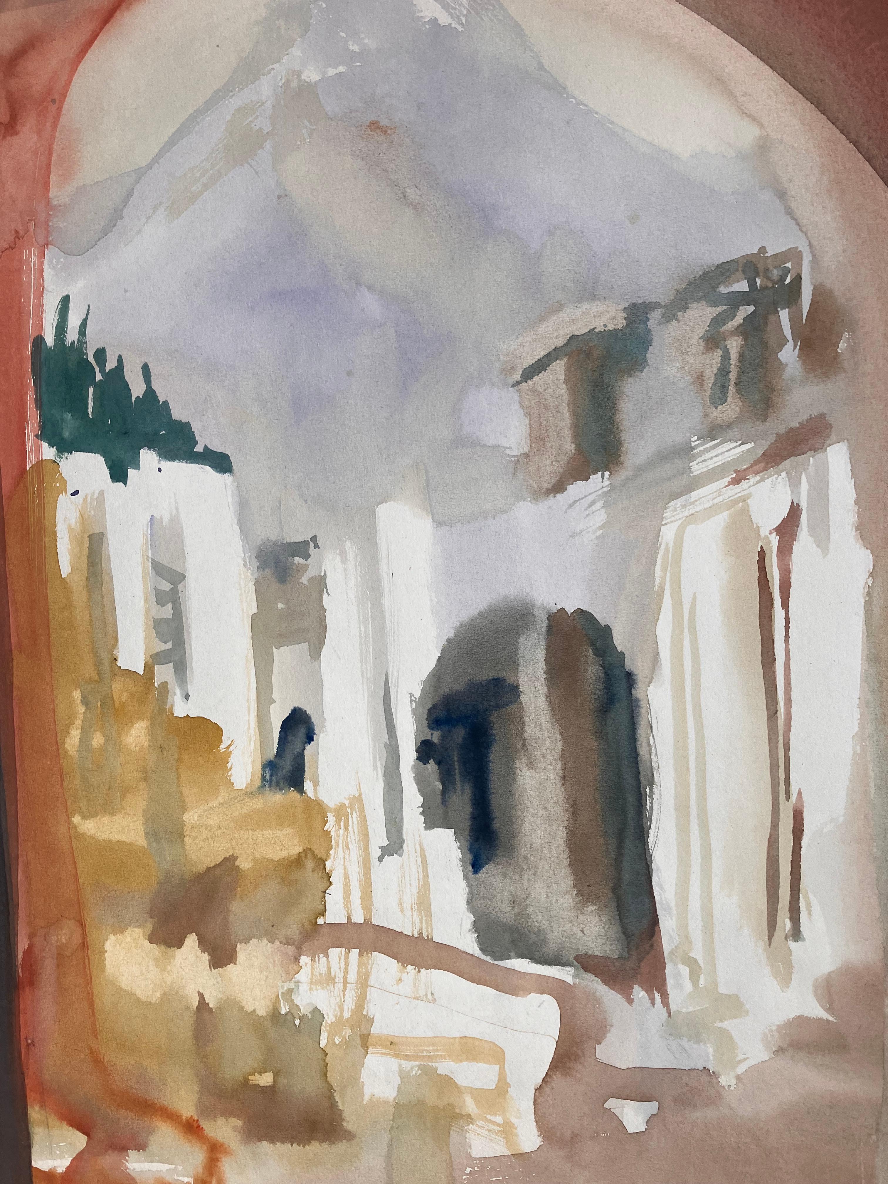 'Pompei' dipinto originale firmato del 2005 circa. - Landscape Painting Marrone di Andy Gradwell
