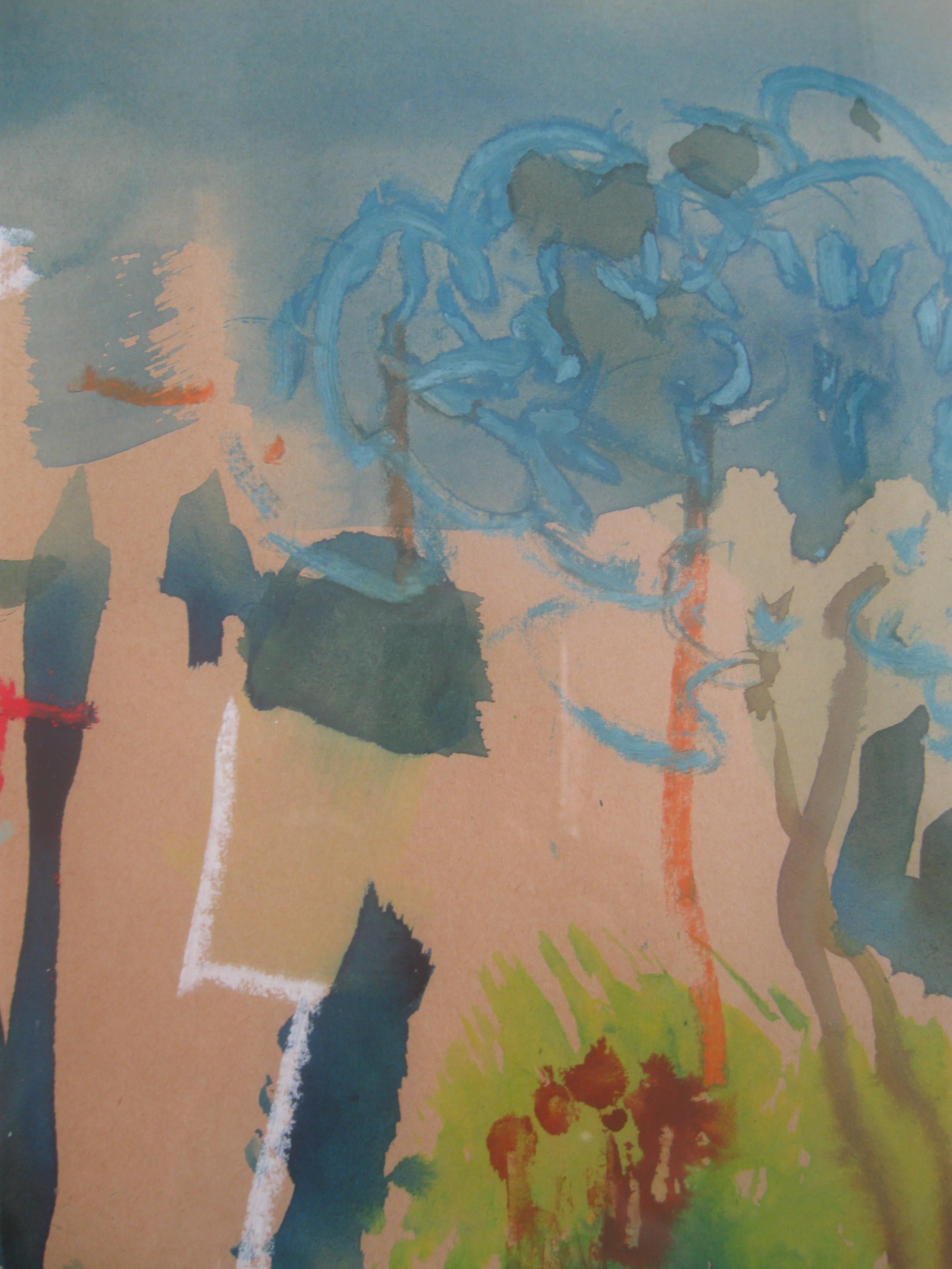 'Ravello' c 2005 Mixed media on toned paper circa 2005 - Modern Art by Andy Gradwell