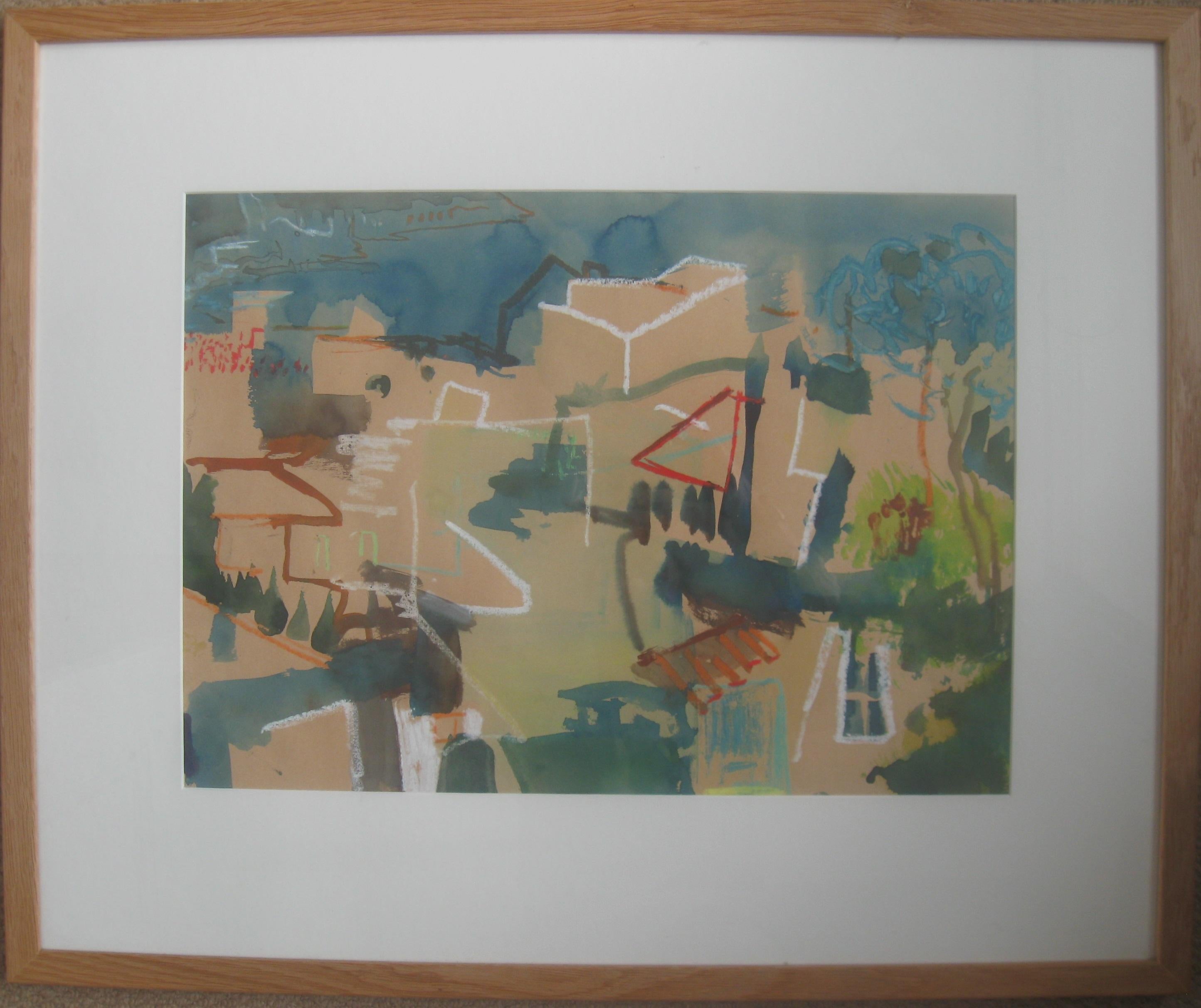 Andy Gradwell Landscape Art - 'Ravello' c 2005 Mixed media on toned paper circa 2005