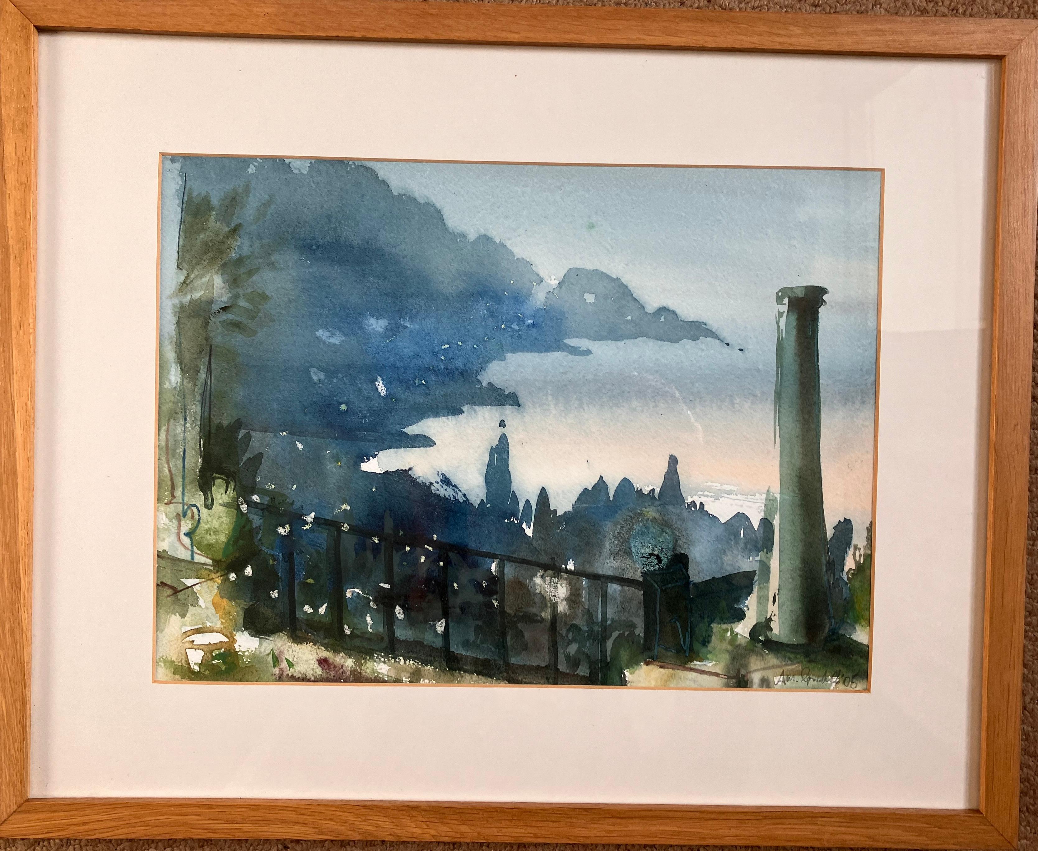 Andy Gradwell Landscape Painting - 'Ravello, Italy ',  Mixed Media Original painting circa 2005 signed