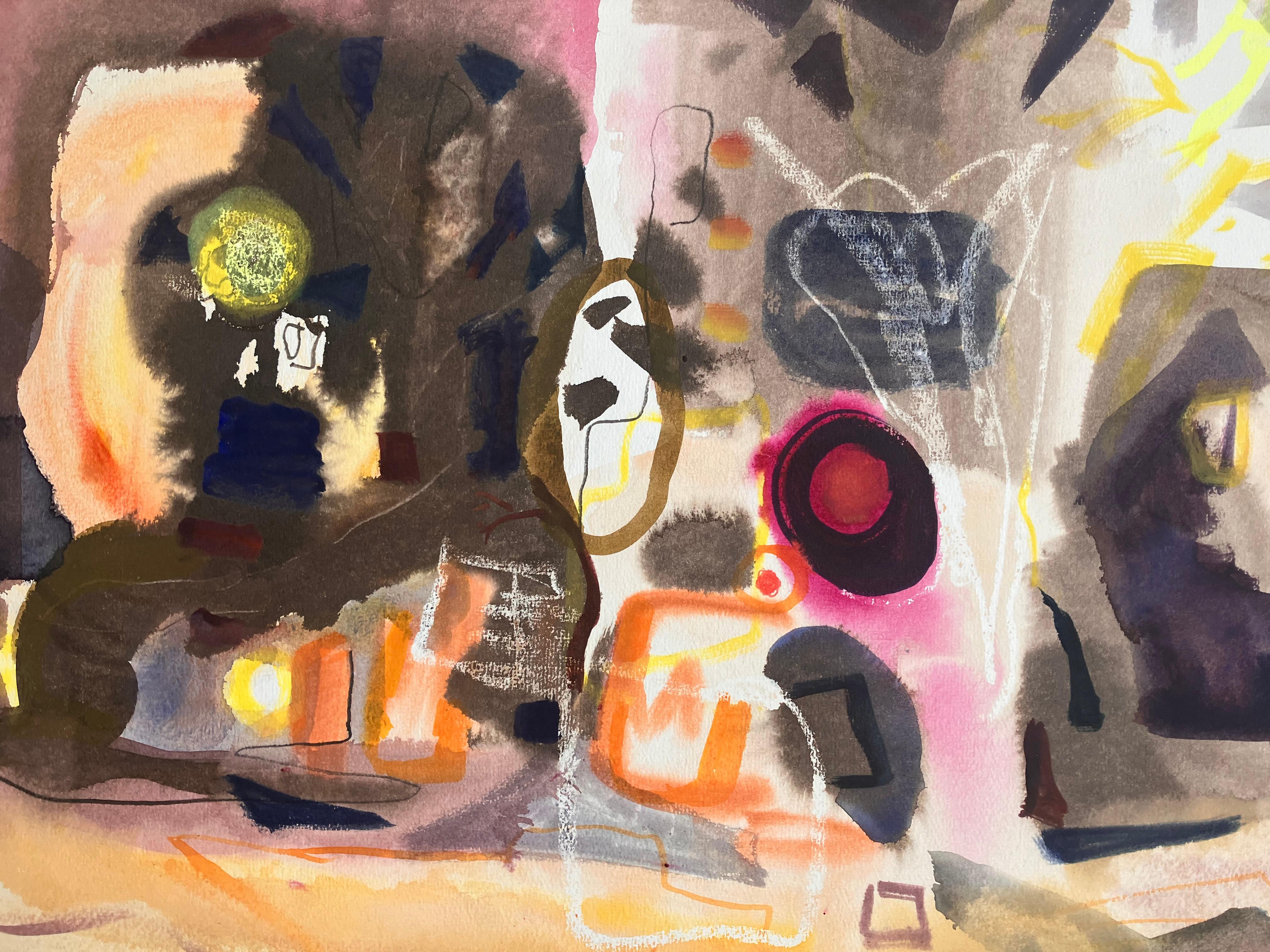 'Ravello Night' original mixed media painting circa 2005 .  signed original . - Abstract Expressionist Painting by Andy Gradwell