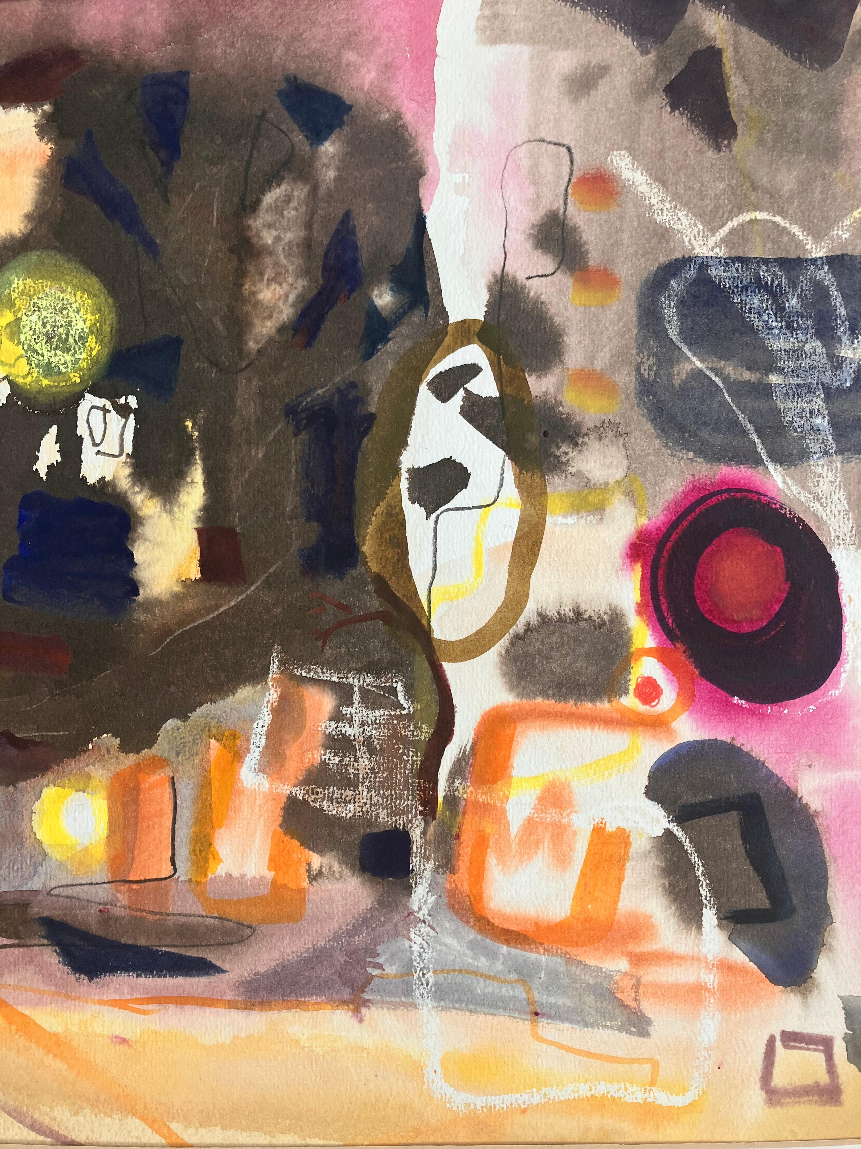 'Ravello Night' original mixed media painting circa 2005 .  signed original . - Brown Abstract Painting by Andy Gradwell