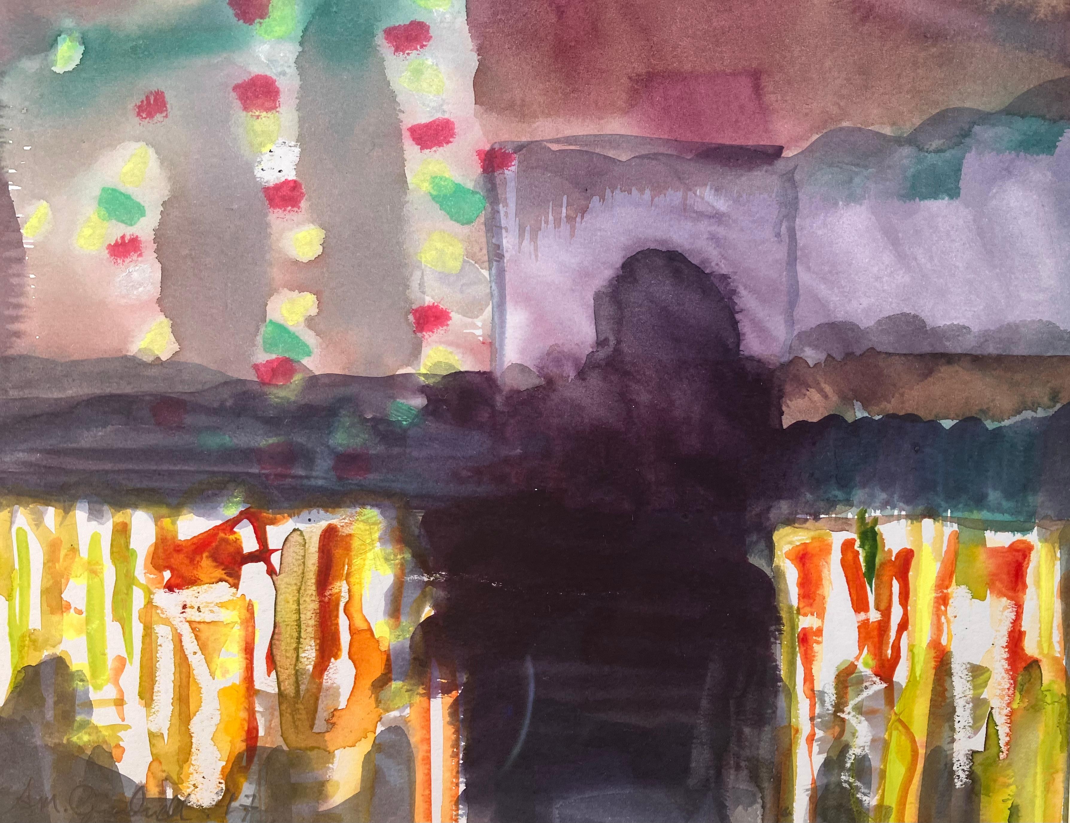 'Salisbury Plain, ride no 5', pittura originale a tecnica mista. Firmato c 2017. - Painting Espressionismo astratto di Andy Gradwell