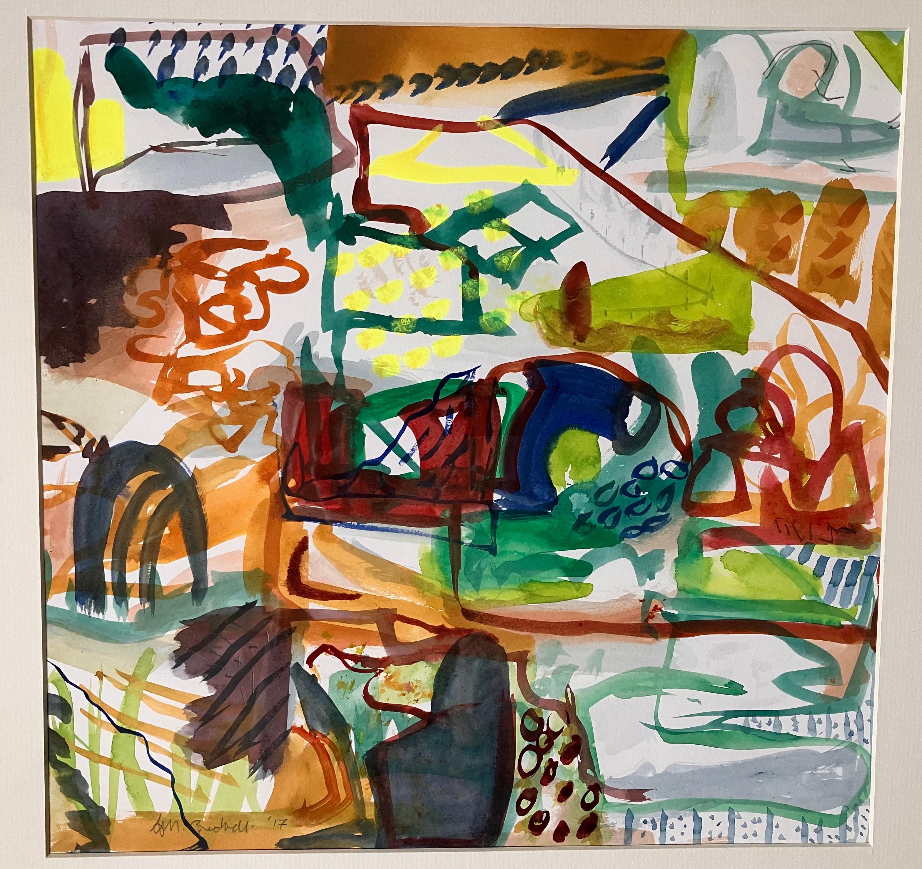 Umbria  IV'  tecnica mista su carta. circa 2017. Quadro originale incorniciato e firmato - Painting di Andy Gradwell
