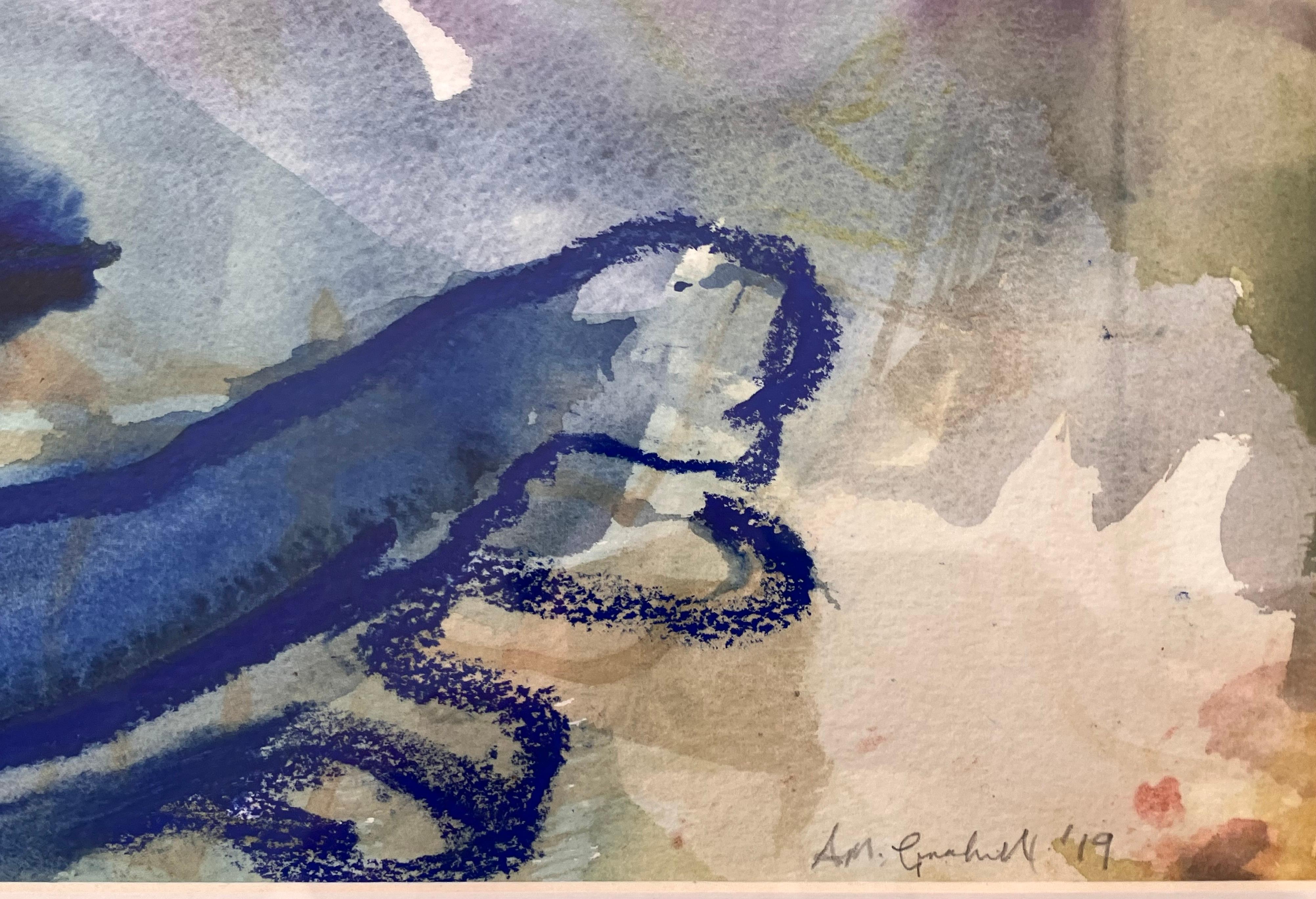 A. Winter Wave, Cornwall' c 2019 Tecnica mista - Abstract Painting Beige di Andy Gradwell