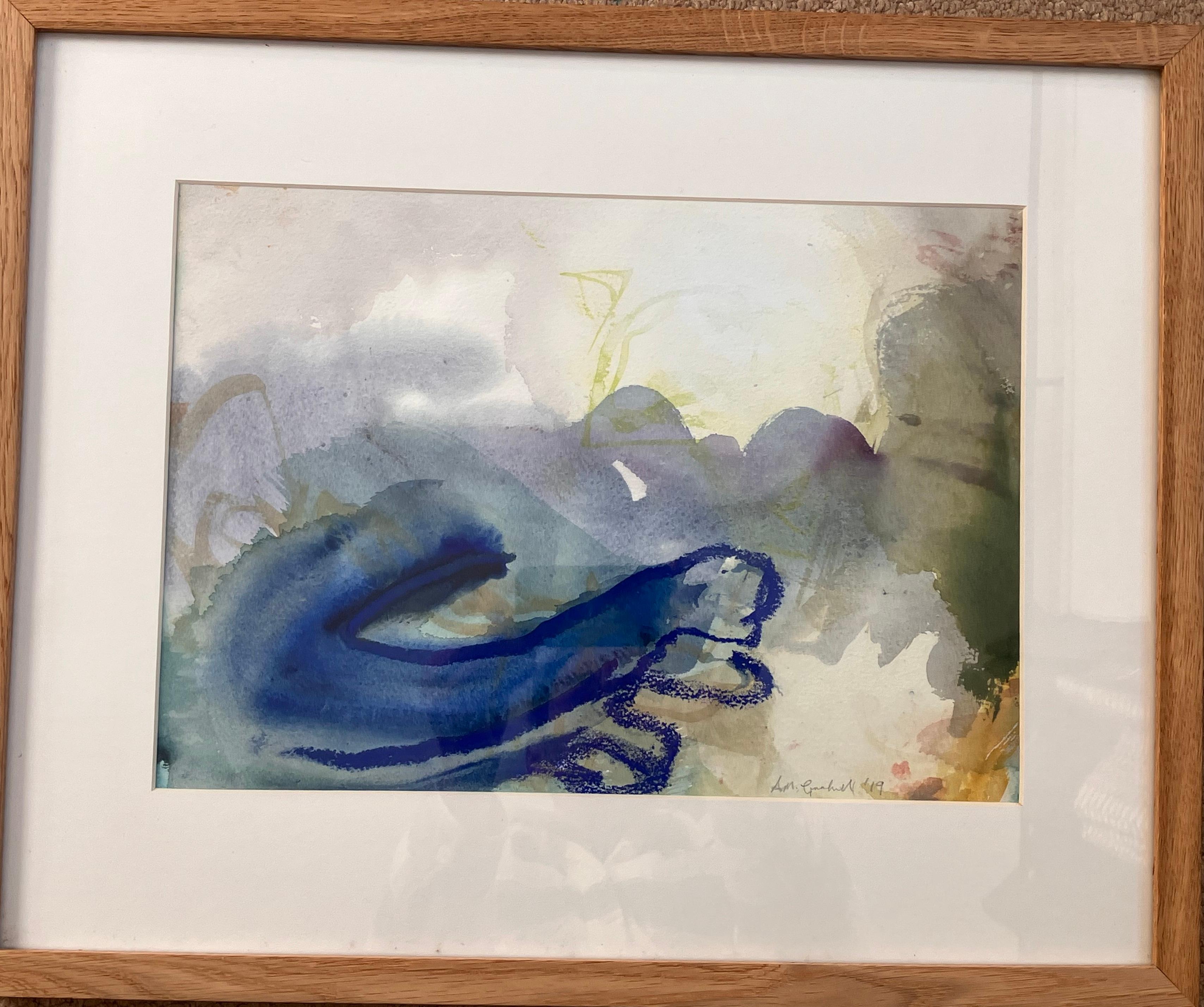 Andy Gradwell Abstract Painting - 'Winter Wave, Cornwall' c 2019 Mixed media