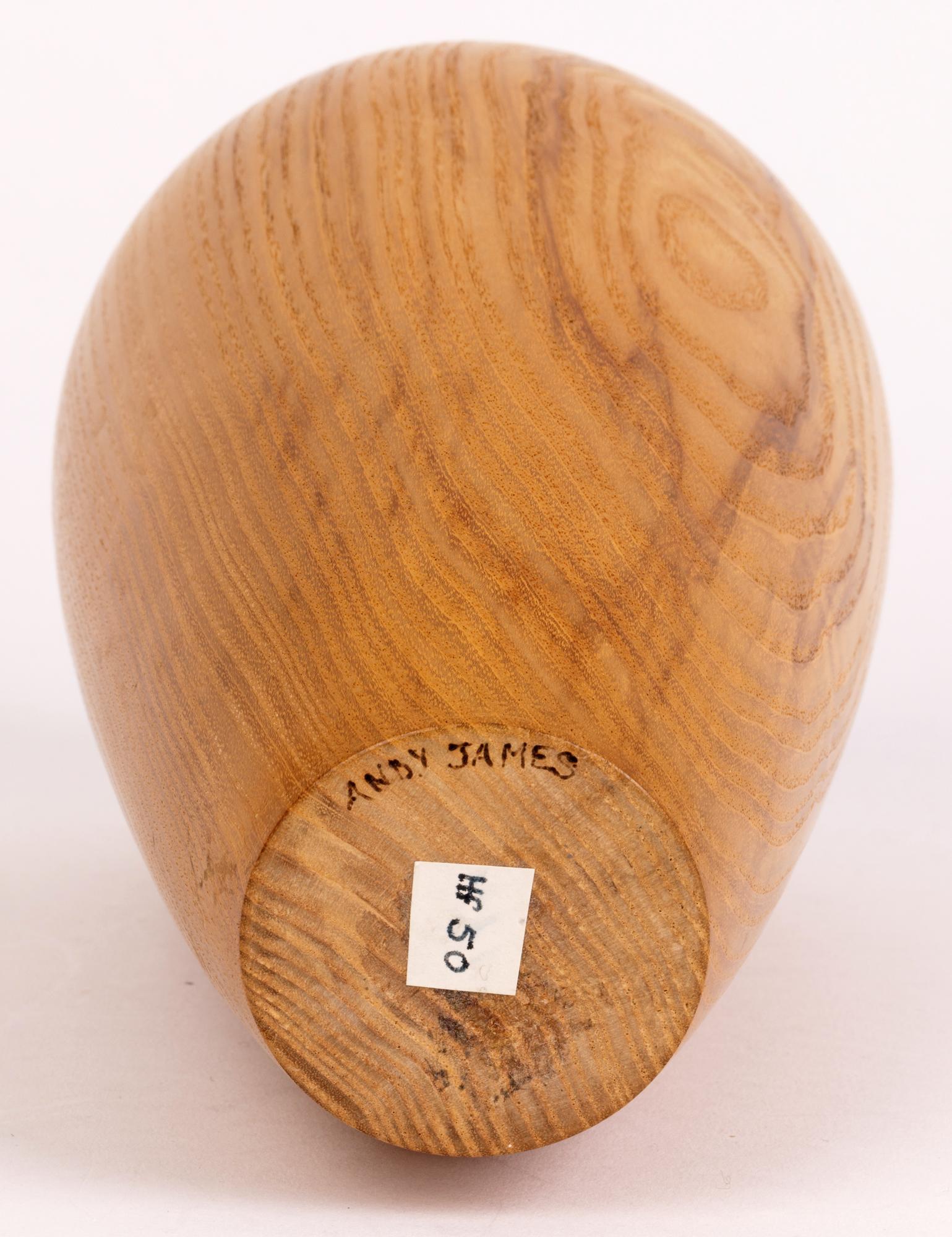 Andy James British Hand Turned Ash Wooden Vase For Sale 5