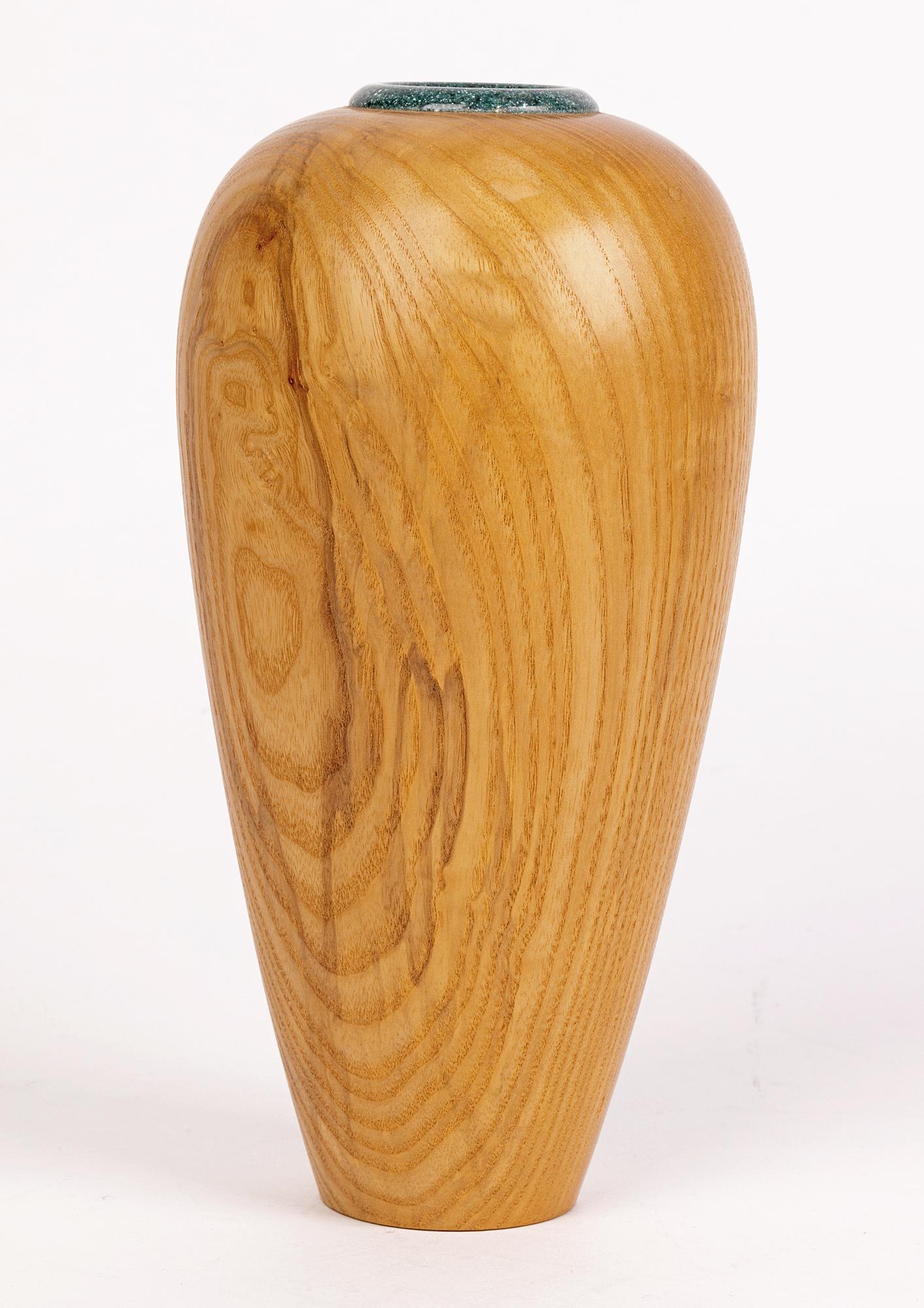Andy James British Hand Turned Ash Wooden Vase For Sale 8