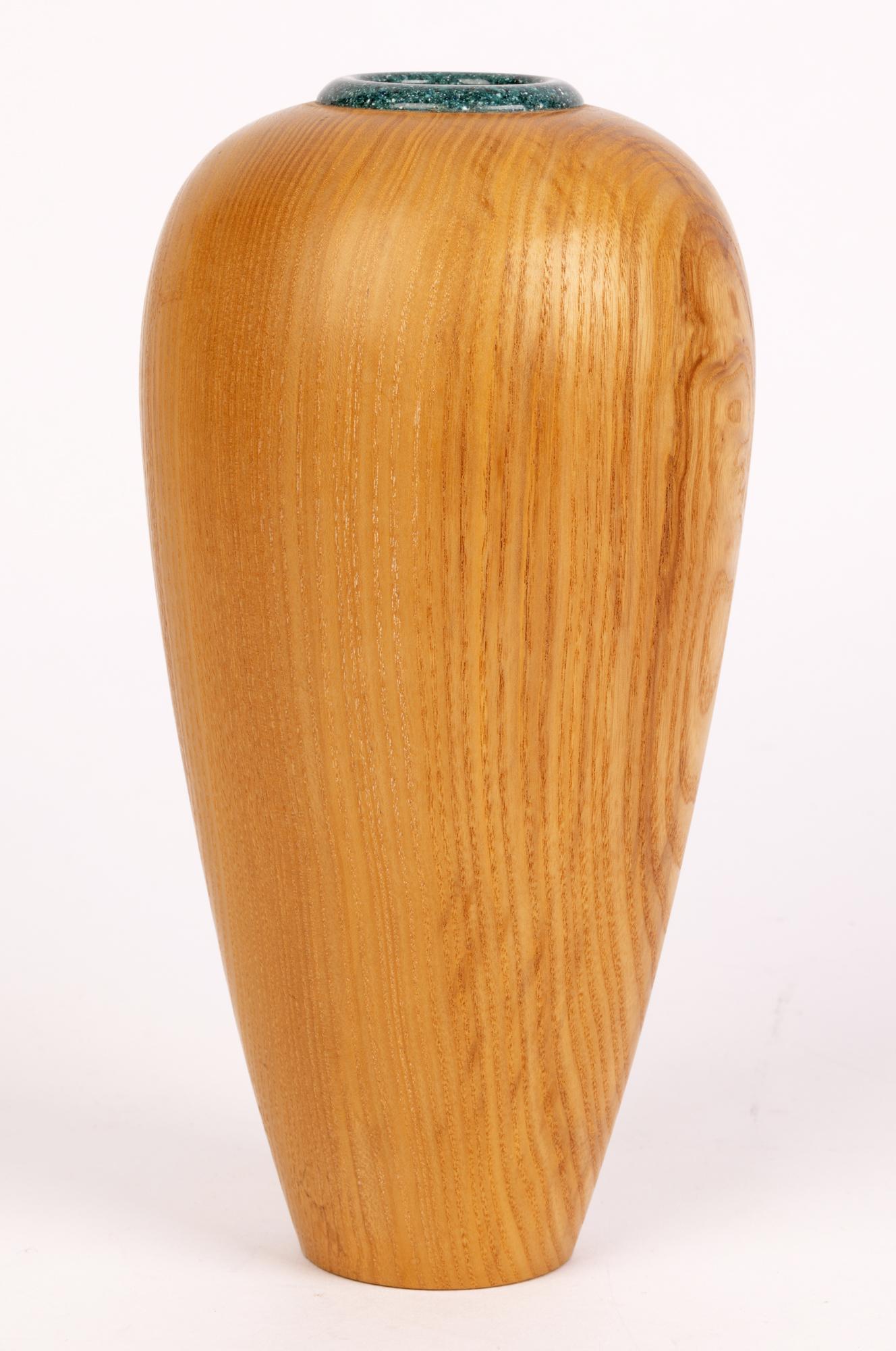 Andy James British Hand Turned Ash Wooden Vase For Sale 3