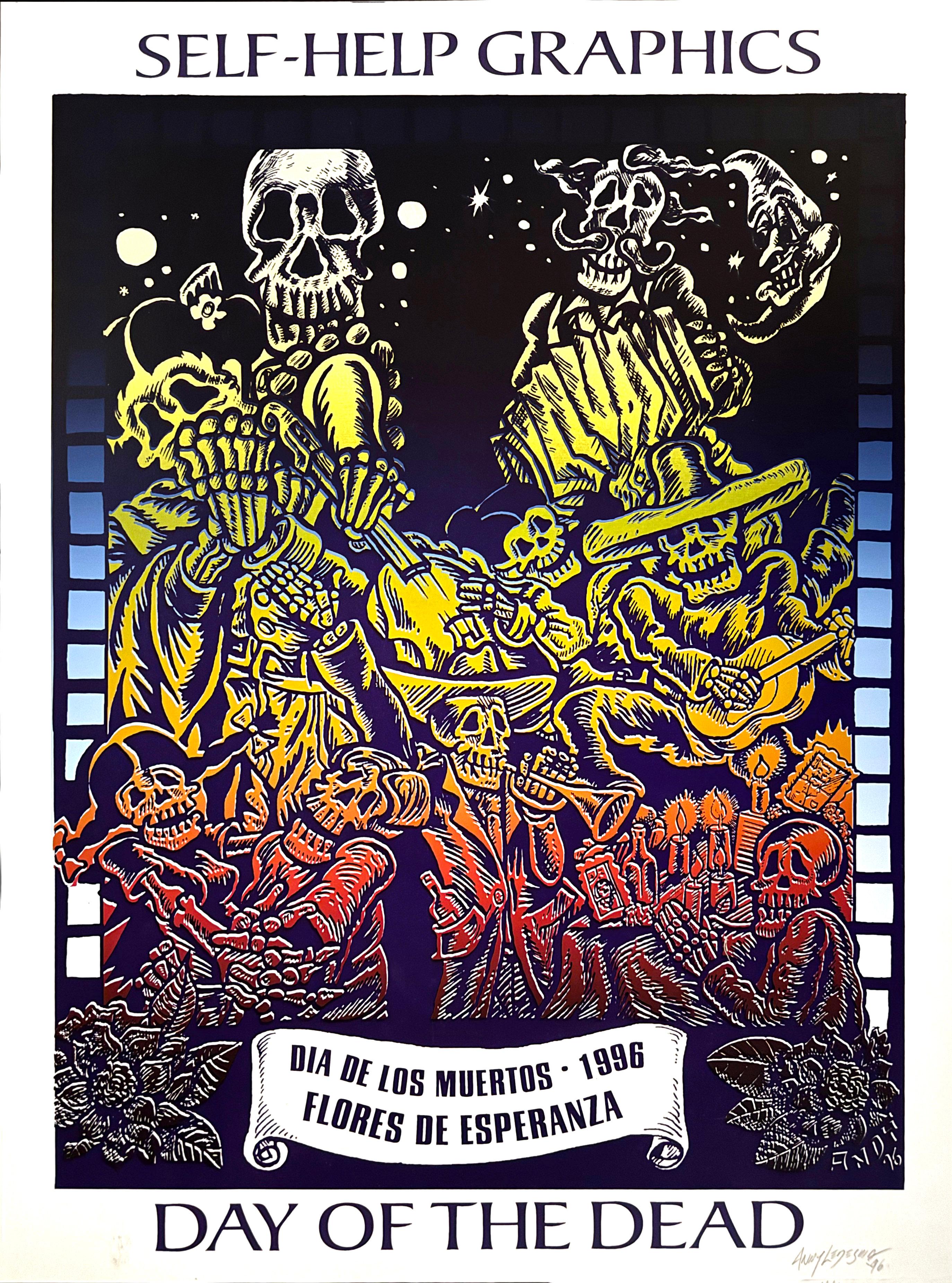 DIA DE LOS MUERTOS • 1996 / FLORES DE ESPERANZA - Print by Andy Ledesma