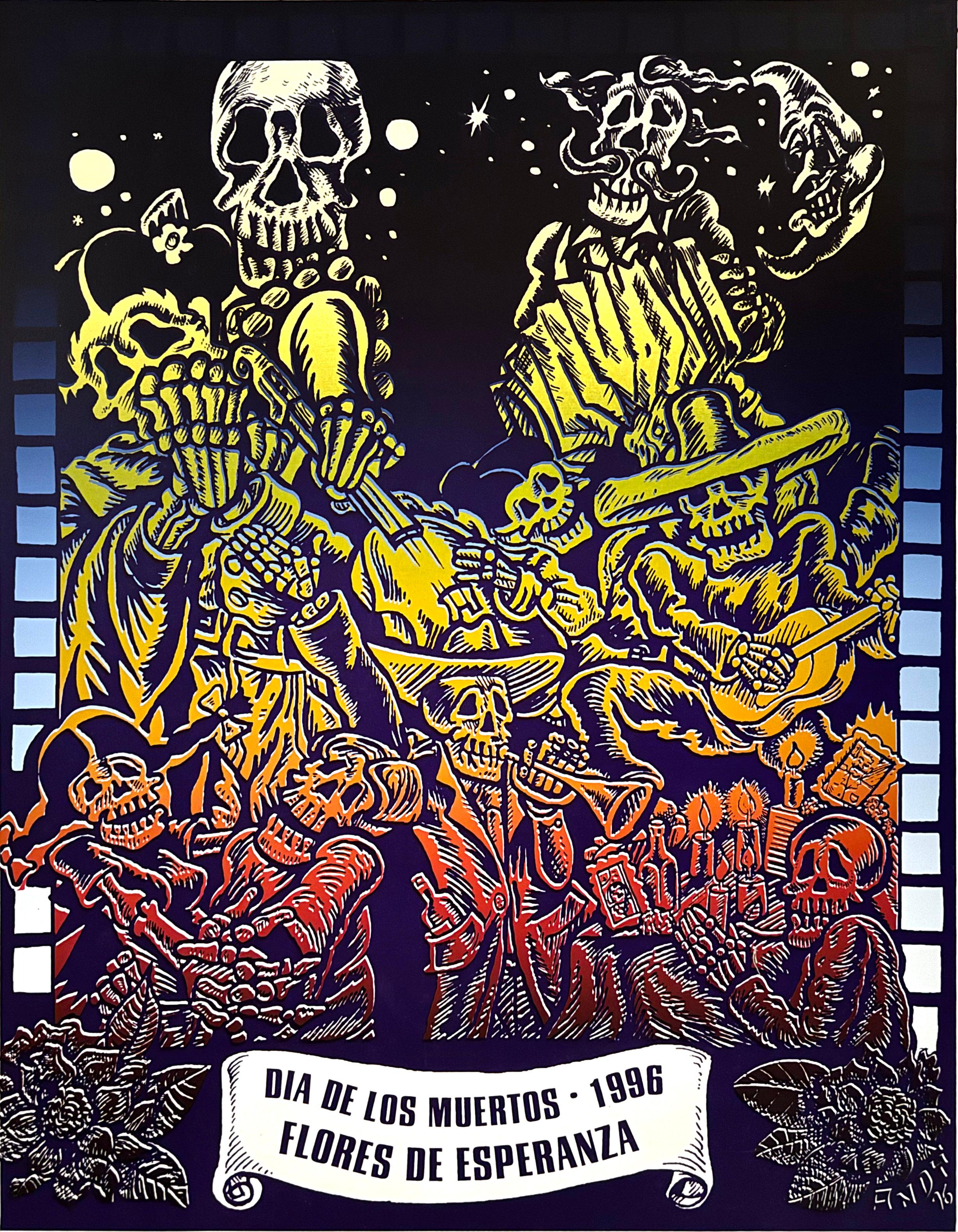 Andy Ledesma Portrait Print - DIA DE LOS MUERTOS • 1996 / FLORES DE ESPERANZA
