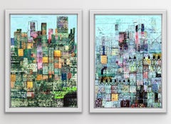 Blue Metropolis and Metropolis (Green) Diptych