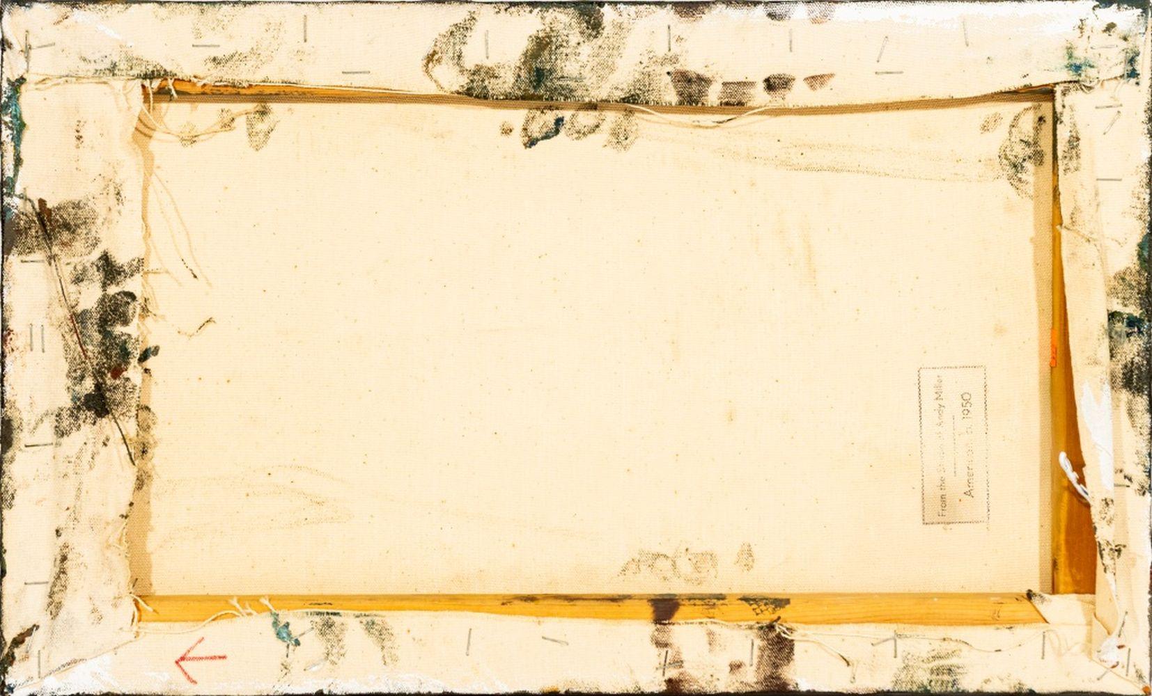 Andy Miller (Amerikaner, geb. 1950), Abstrakte Komposition, Öl auf Leinwand, pastos aufgetragene Details, dunkelrotbraun mit blauen und gelben Untertönen, unsigniert, verso Atelierstempel des Künstlers, ungerahmt. 12,25