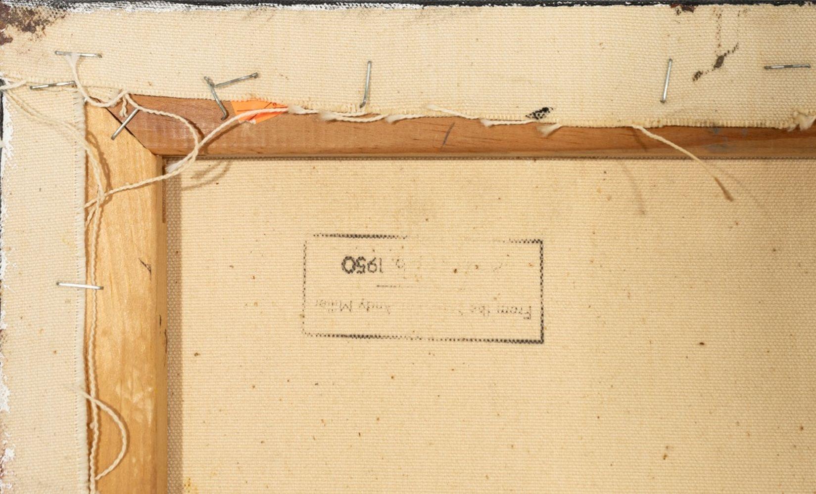 Andy Miller (Amerikaner, geb. 1950), Abstrakte Komposition, Öl auf Leinwand, pastose Details, warmes Rosabraun mit blauen und orangefarbenen Akzenten, verso mit Atelierstempel des Künstlers, offenbar unsigniert, ungerahmt. 16