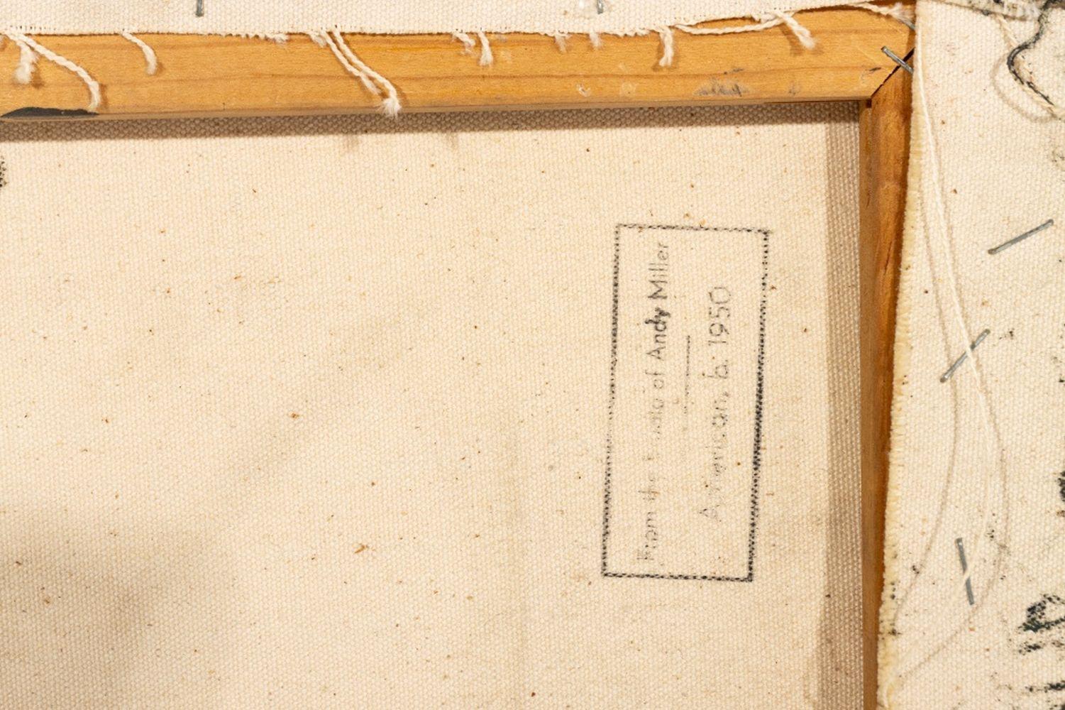 Andy Miller (estadounidense, n. 1950), Composición abstracta, Óleo sobre lienzo, 1988, detalles de empaste, marrón rojizo frío con reflejos azul marino, fechado y con el sello del estudio del artista en el reverso, aparentemente sin firmar, sin