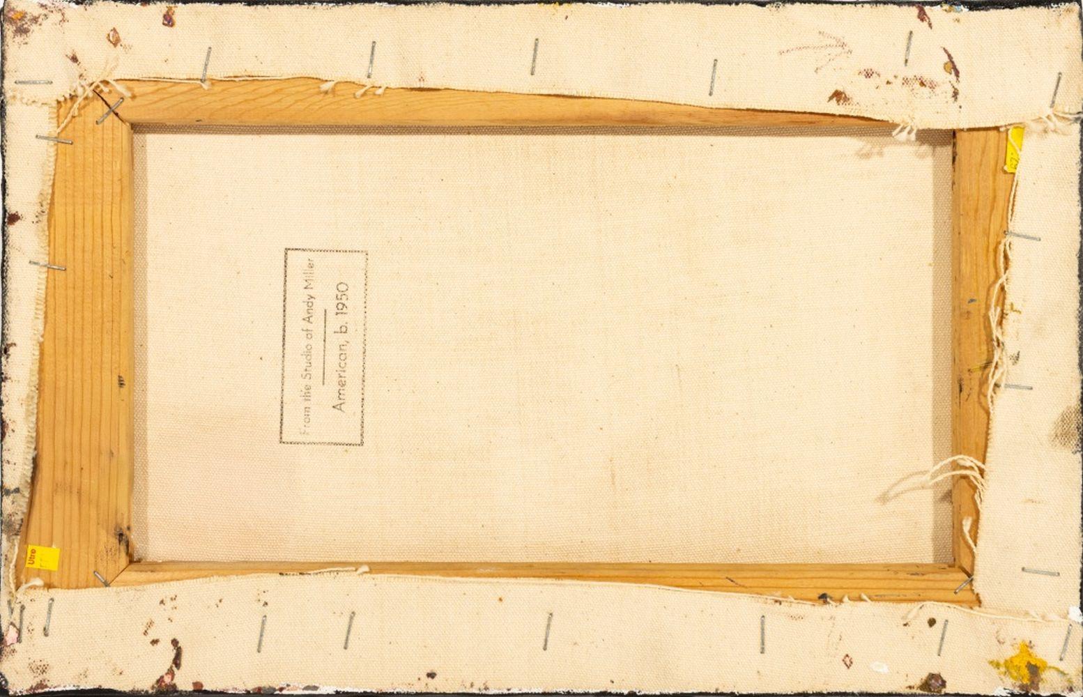 Andy Miller (Amerikaner, geb. 1950), Abstrakte Komposition, Öl auf Leinwand, pastose Details, in warmen Brauntönen über tiefem Marineblau, unsigniert, verso Atelierstempel des Künstlers, ungerahmt. Größte: 9
