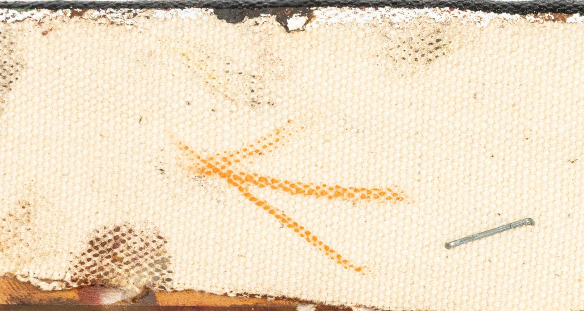 Andy Miller (Amerikaner, geb. 1950), Abstrakte Komposition, Öl auf Leinwand, pastose Details, dunkelbraun mit roten und grünen Farbtönen, unsigniert, verso Atelierstempel des Künstlers, ungerahmt. 12,25