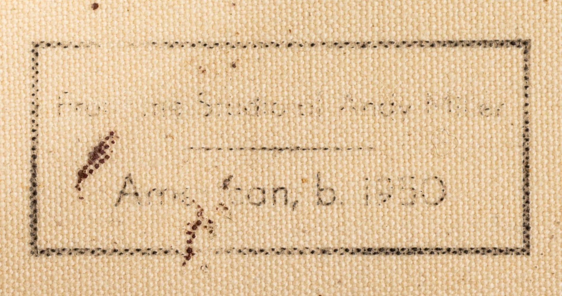 Andy Miller (Amerikaner, geb. 1950), Abstrakte Komposition, Öl auf Leinwand, pastose Details, grünbraun mit orange und viridian, unsigniert, verso Atelierstempel des Künstlers, ungerahmt. 12,25