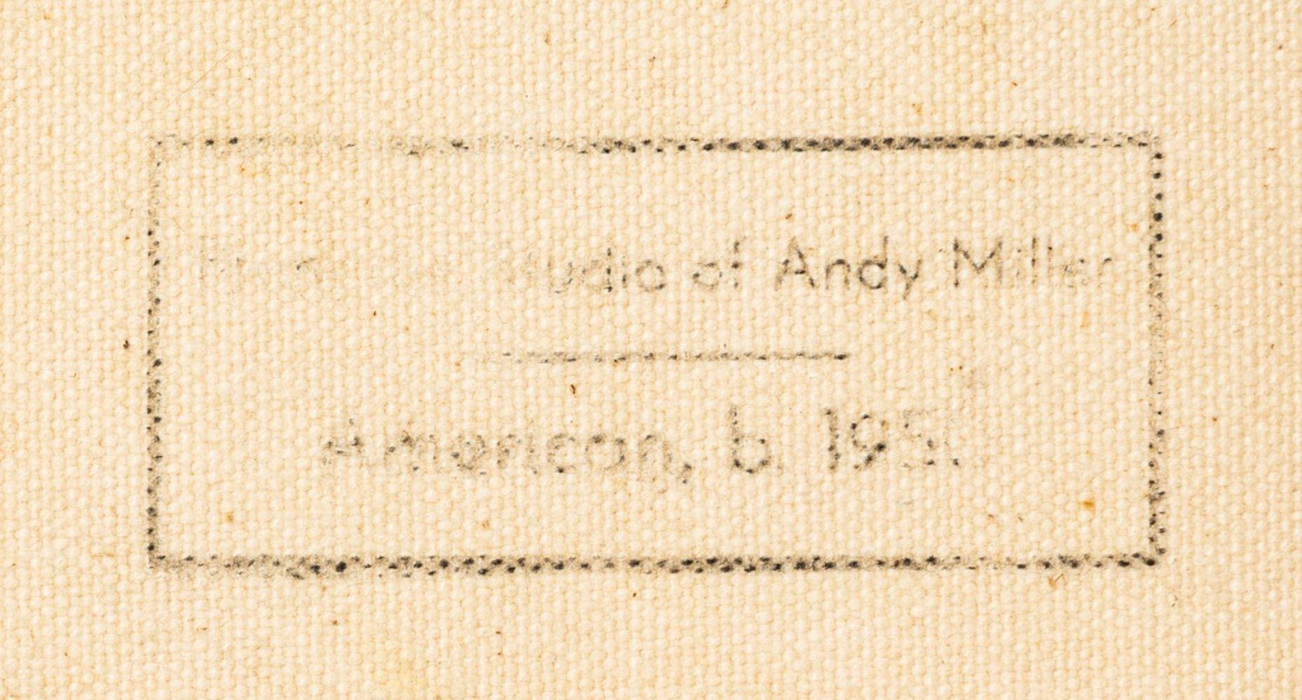 Andy Miller (Amerikaner, geb. 1950), Abstrakte Komposition, Öl auf Leinwand, pastose Details, kühles Rotbraun über marineblauen und grünen Farbtönen, unsigniert, verso Atelierstempel des Künstlers, ungerahmt. 9